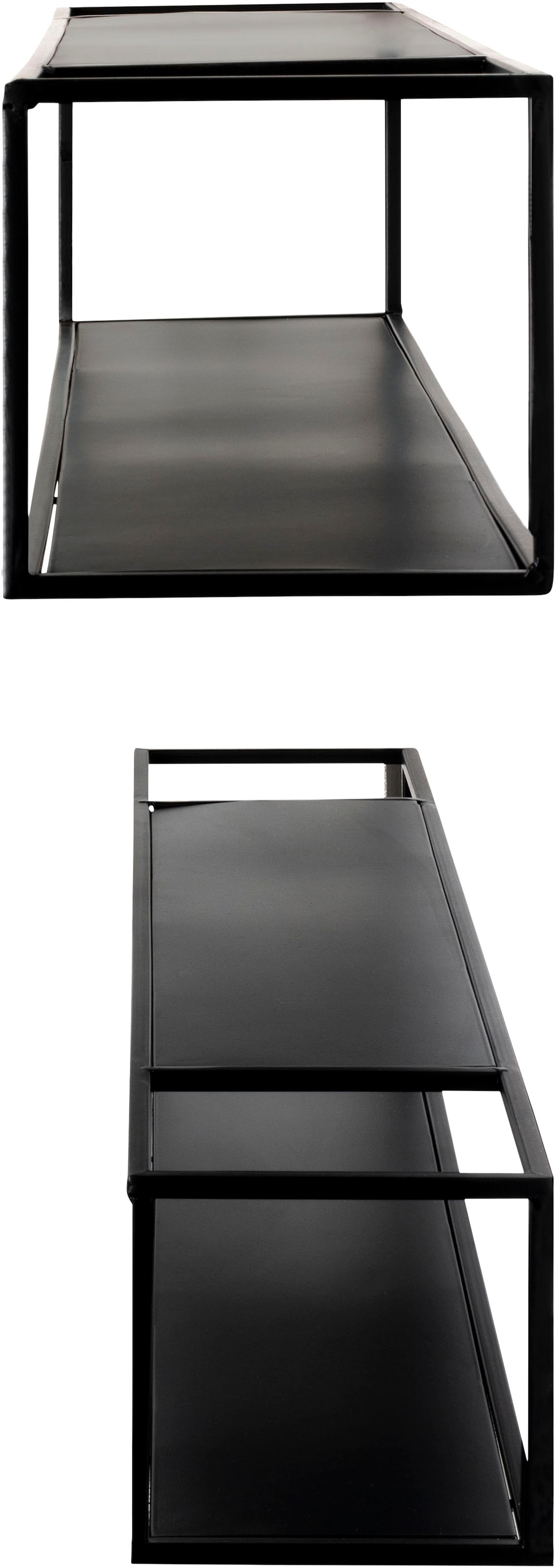 HAKU Wandregal »Hängeregal, Wandboard« Set,  rechteckig - aus Metall Schwarz - B/T/H 75/14/14 und 85/17/17 cm