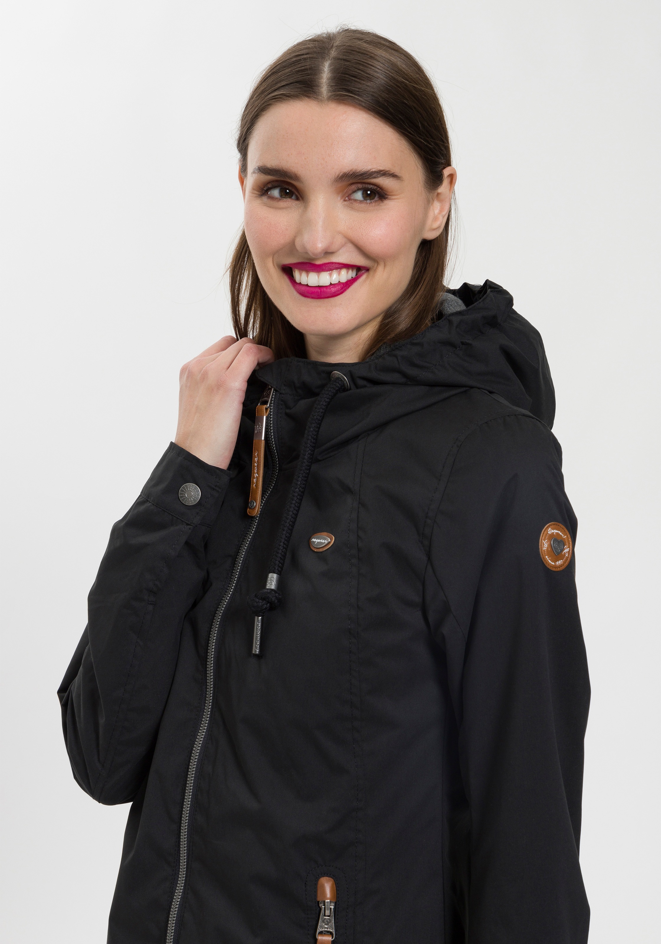 Funktionsjacke RAGWEAR "ZUZKA", Damen, Gr. S, schwarz, Web, Obermaterial: 100% Polyester. Futter: 100% Polyester, kontrastfarbene Details, unifarben, figurbetont Po-bedeckend, Jacken Funktionsjacke, stylische Übergangs-Outdoor-Jacke Water repellent coatin 3