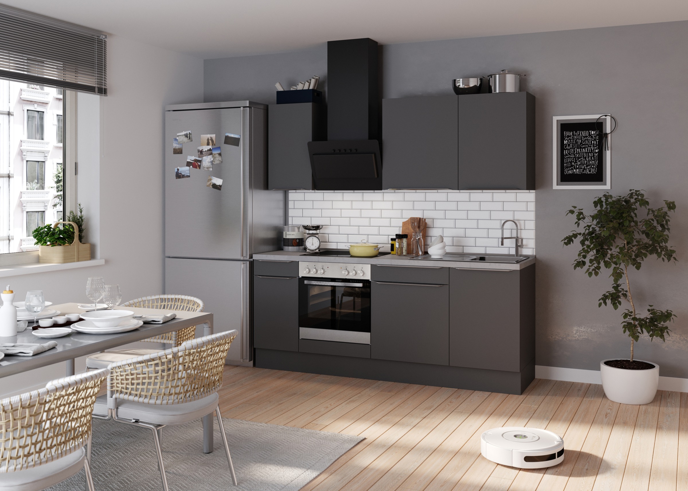 KOCHSTATION Küchenzeile "KS-Aken" Breite 210 cm, wahlweise mit E-Geräten, m günstig online kaufen