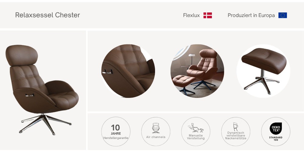 FLEXLUX Relaxsessel "Chester, Funktionssessel, Hoher Komfort, Scandi, Drehb günstig online kaufen