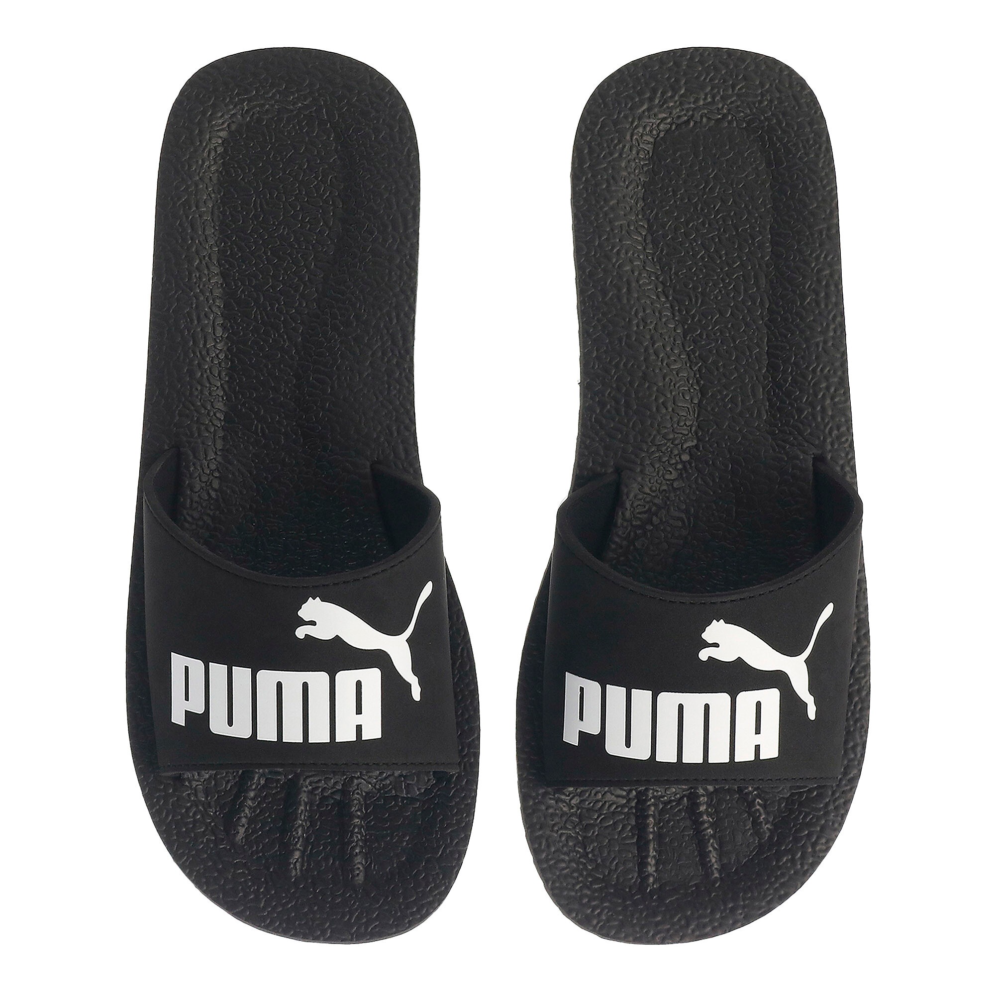 Badesandale PUMA "PURECAT", Damen, Gr. 48,5, schwarz-weiß (schwarz, weiß), Synthetik, Schuhe Badelatschen Pantolette, leichtes Gewicht, weiches Textil-Innenmaterial 3