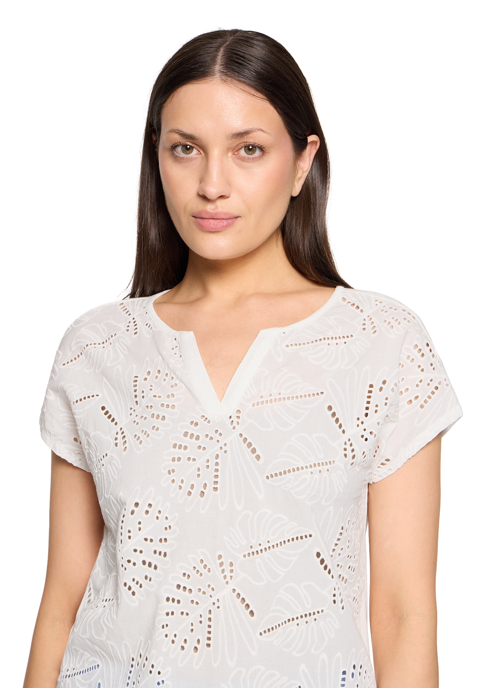 Betty&Co Kurzarmshirt »Damen mit V-Ausschnitt« 1