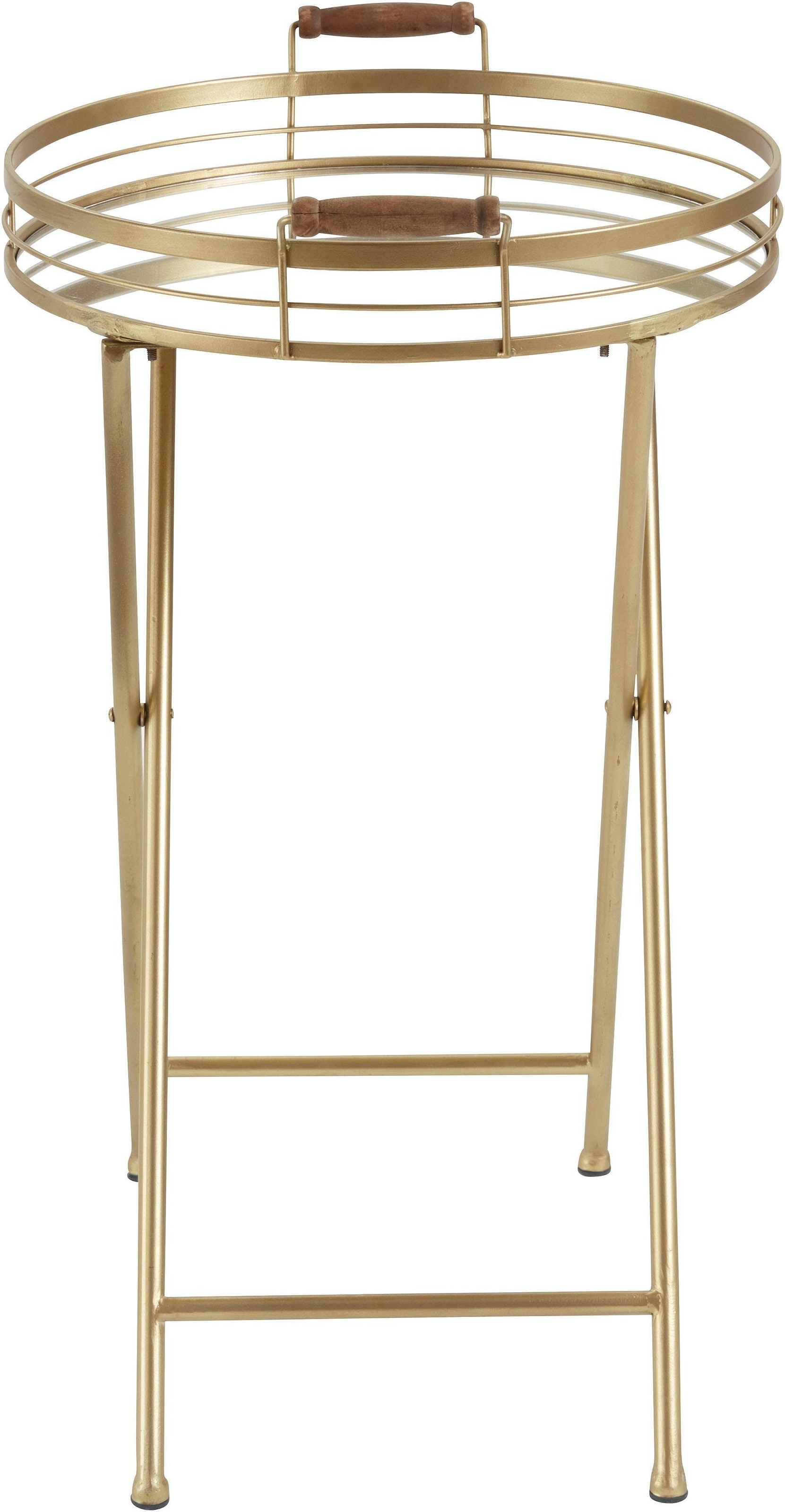 Leonique Beistelltisch »Marième«, mit Ablagefläche BAUR aus | goldfarbenes Spiegelglas, kaufen Gestell