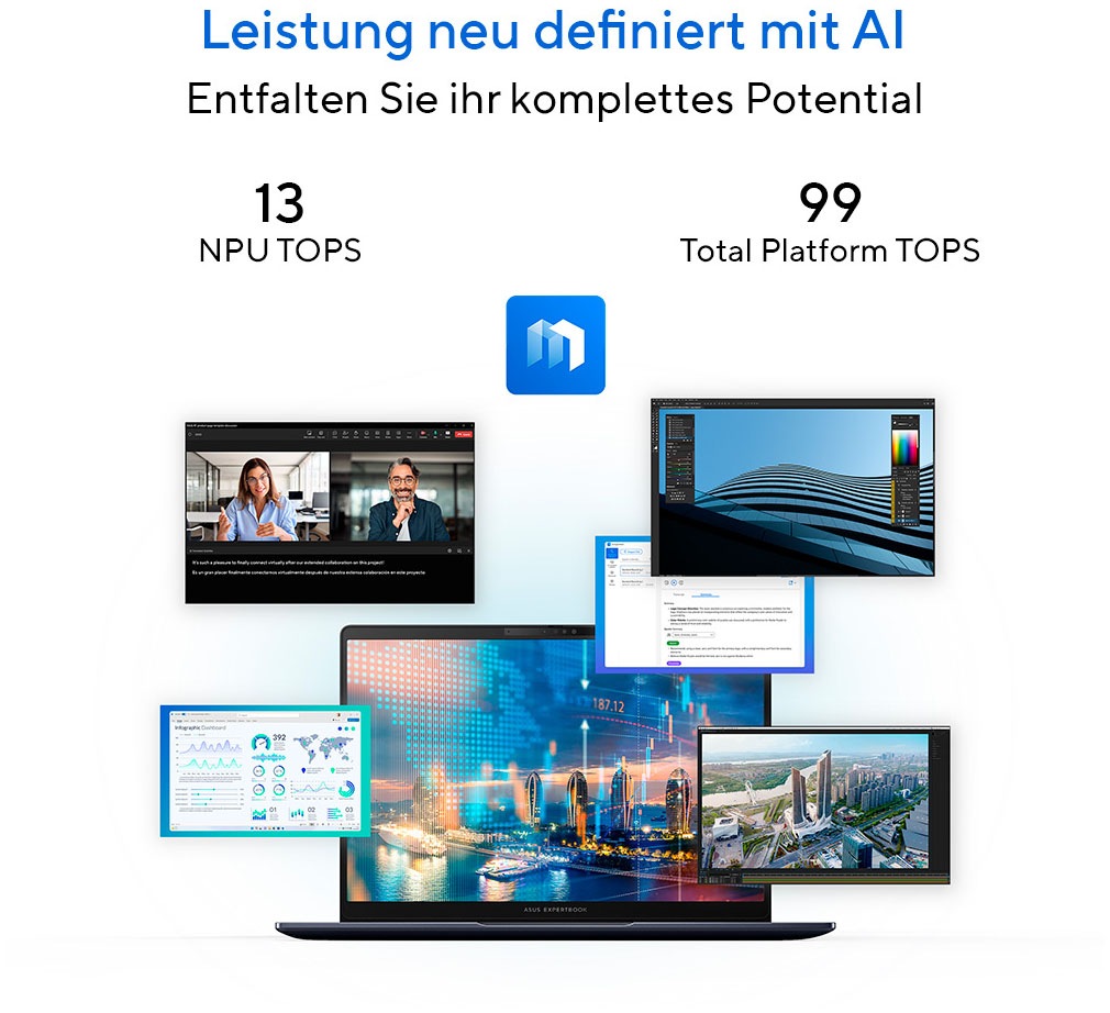 Asus Notebook »ExpertBook B5 B5405CCA-NZ0086X« 35,6 cm / 14 ″ Intel Core Ultra 7 Intel Graphics 1.000 GB SSD
