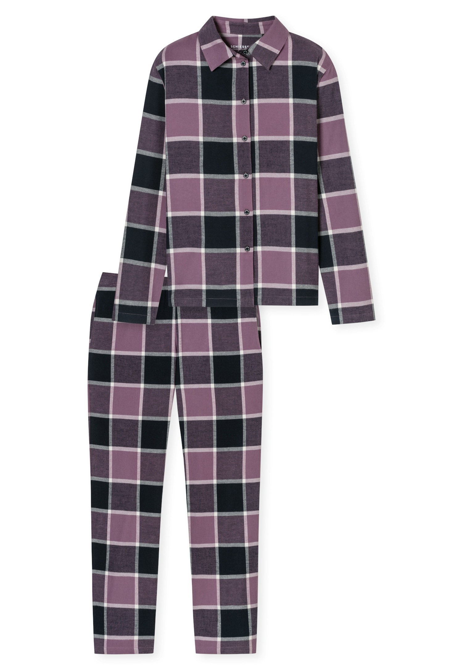 Schiesser Pyjama "Selected Premium Warming", 2 Stk. mit klassischem Karomus günstig online kaufen
