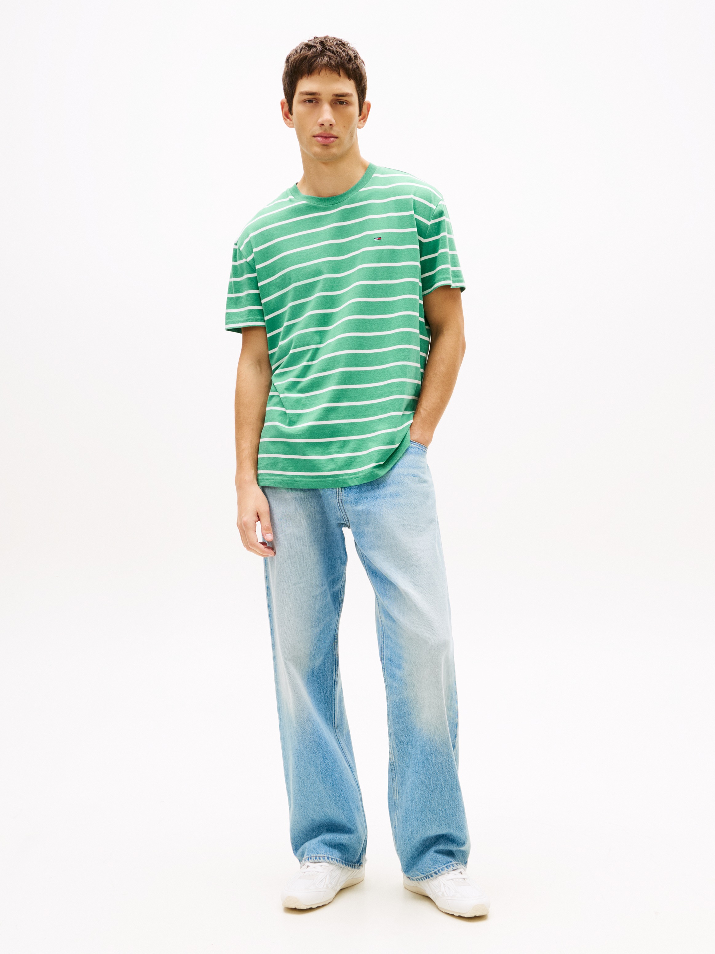 Tommy Jeans TJM Regular Stripe T-Shirt Bahama Green 4XL 2