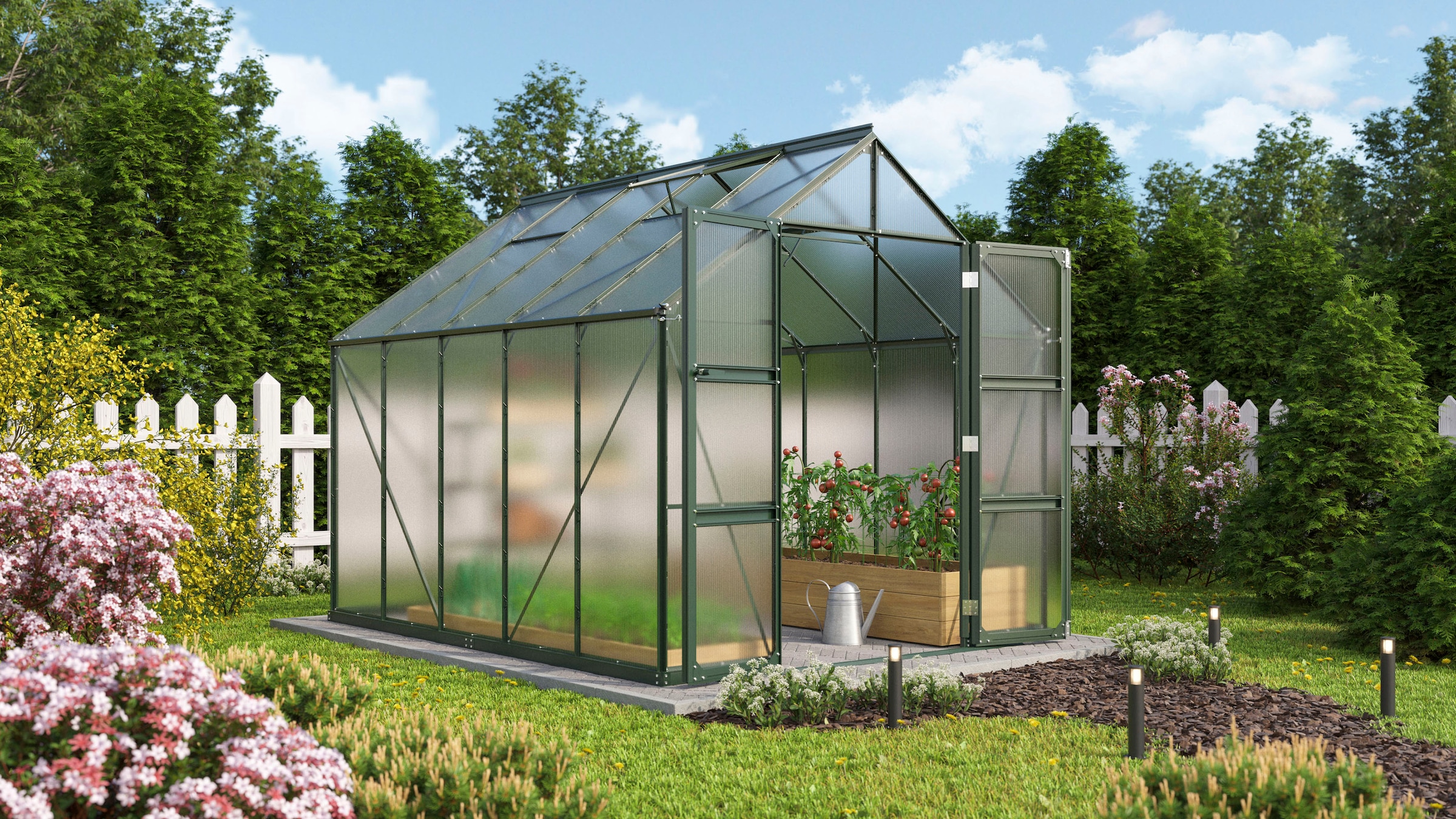 Vitavia Gewächshaus »Domus 8300«, mit Doppelschwingtüren und bodentiefer Türschwelle, 4 mm Hohlkammer