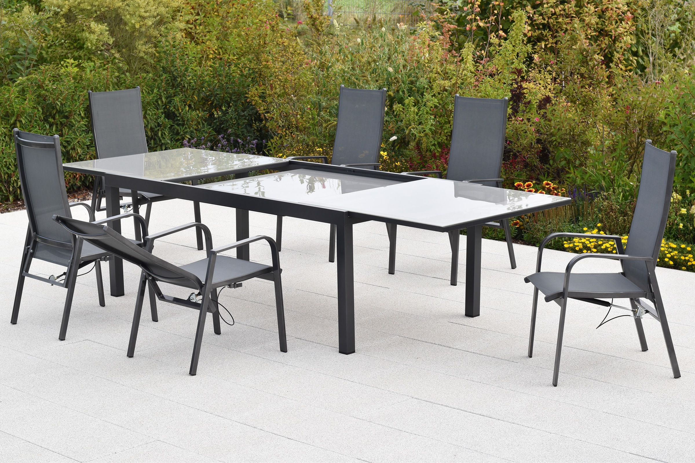 MERXX Garten-Essgruppe »»Alassio««, (Set, 7 tlg.), Rückenlehne verstellbar durch Gasdruckfeder