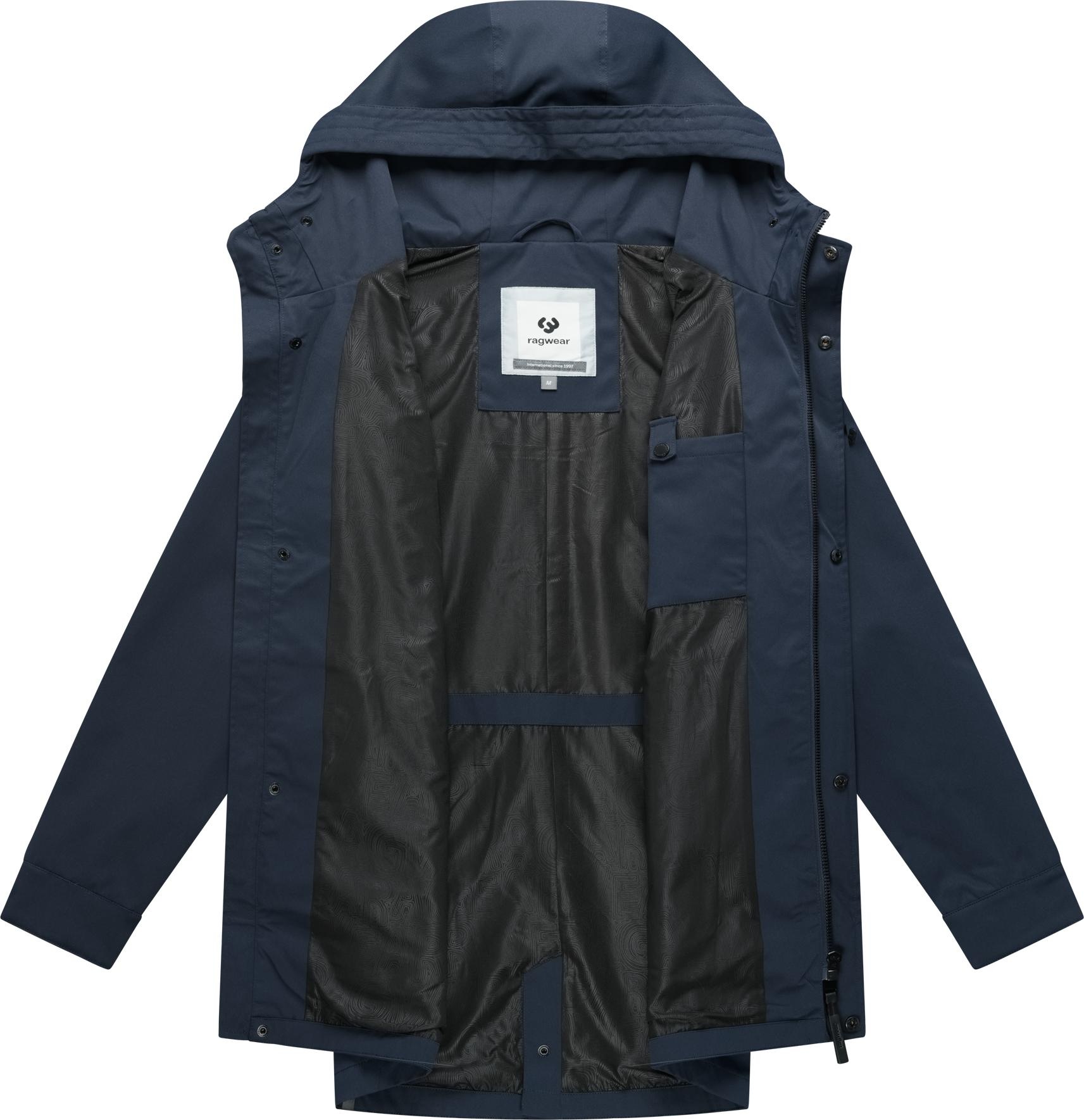 Funktionsmantel RAGWEAR "Mr Smithem Twill YOUMODO", Herren, Gr. 5XL (62), navy, Obermaterial: 100% Polyester; Innenfutter: 100% Polyester, gerade Po-bedeckend, hoch geschlossener Ausschnitt, verstellbar abgesteppte Kante mit Druckknöpfen, Mäntel, Funktion 3