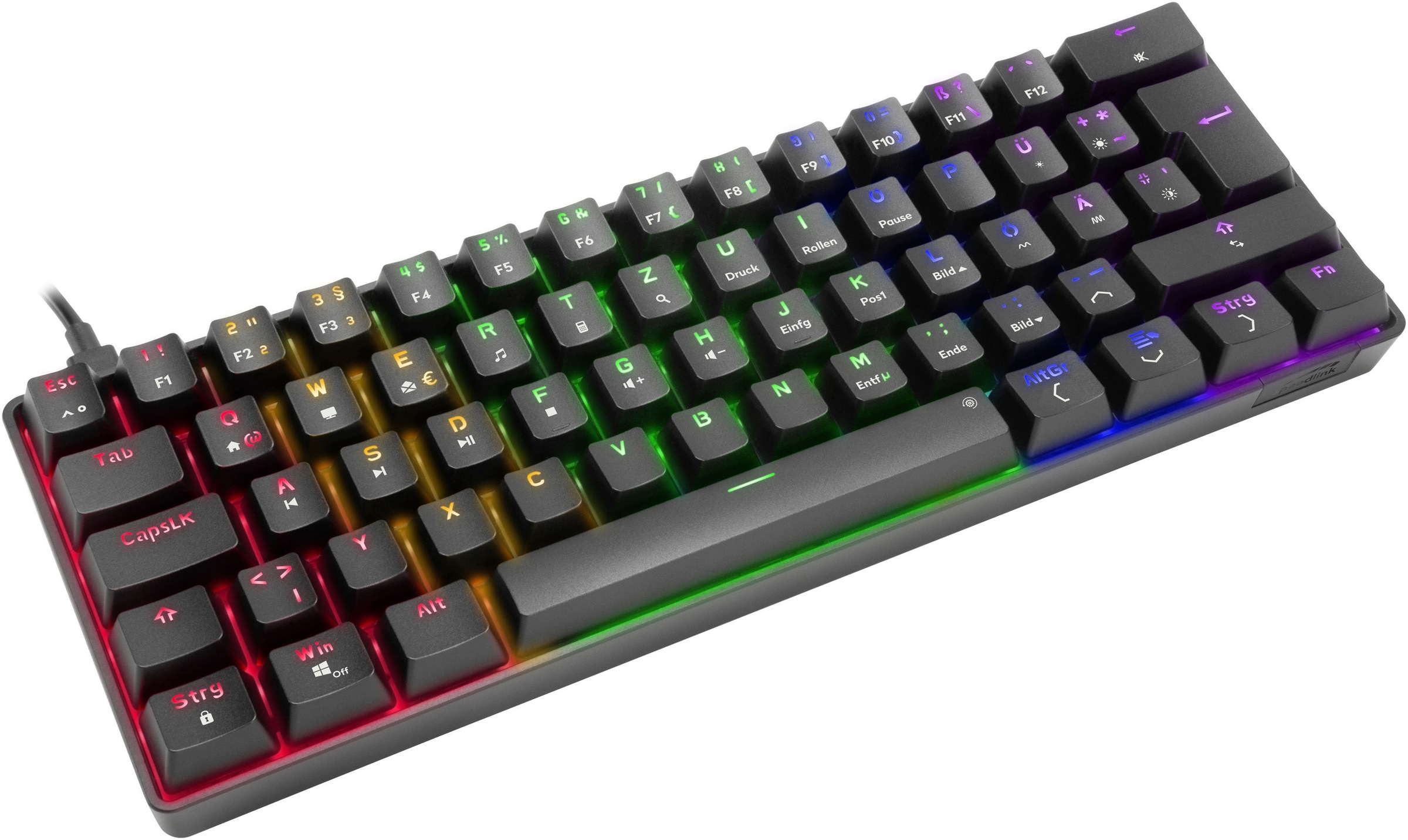 Speedlink Gaming-Tastatur »ATMOS RGB Rainbow Mechanisches 60% Tastenfeld«, (Fn-Tasten-USB-Anschluss), DE Layout, brown switches