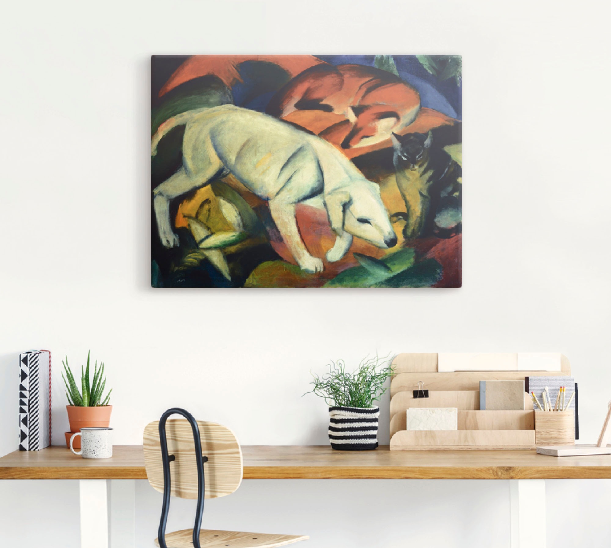 Artland Wandbild »Drei Tiere (Hund 1912«, oder und Größen BAUR Wandaufkleber versch. Katze). Alubild, als (1 Fuchs Poster Haustiere, bestellen St.), Leinwandbild, in 