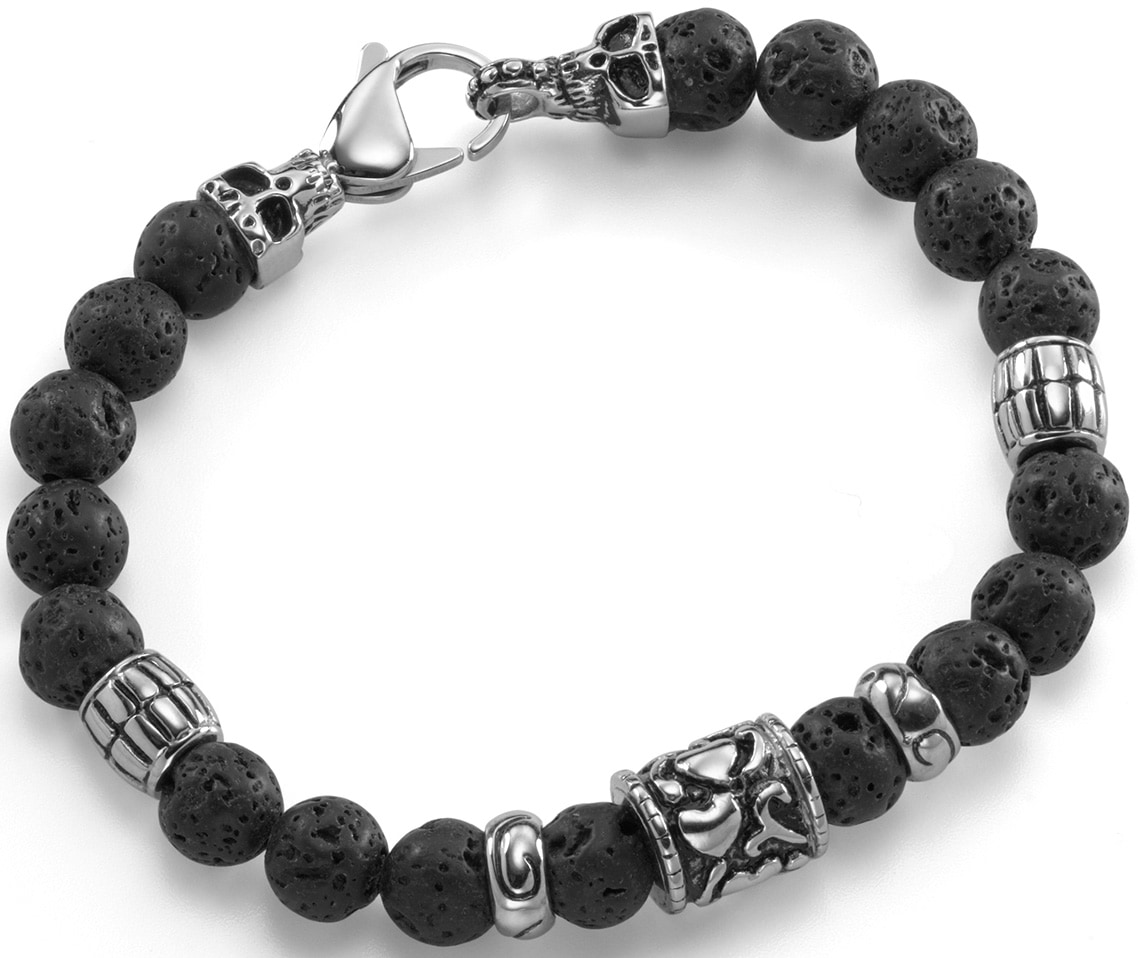 »Schmuck | teilweise Firetti für Totenkopf, mit Armband ▷ Lavastein-Kugeln geschwärzt«, Geschenk, BAUR