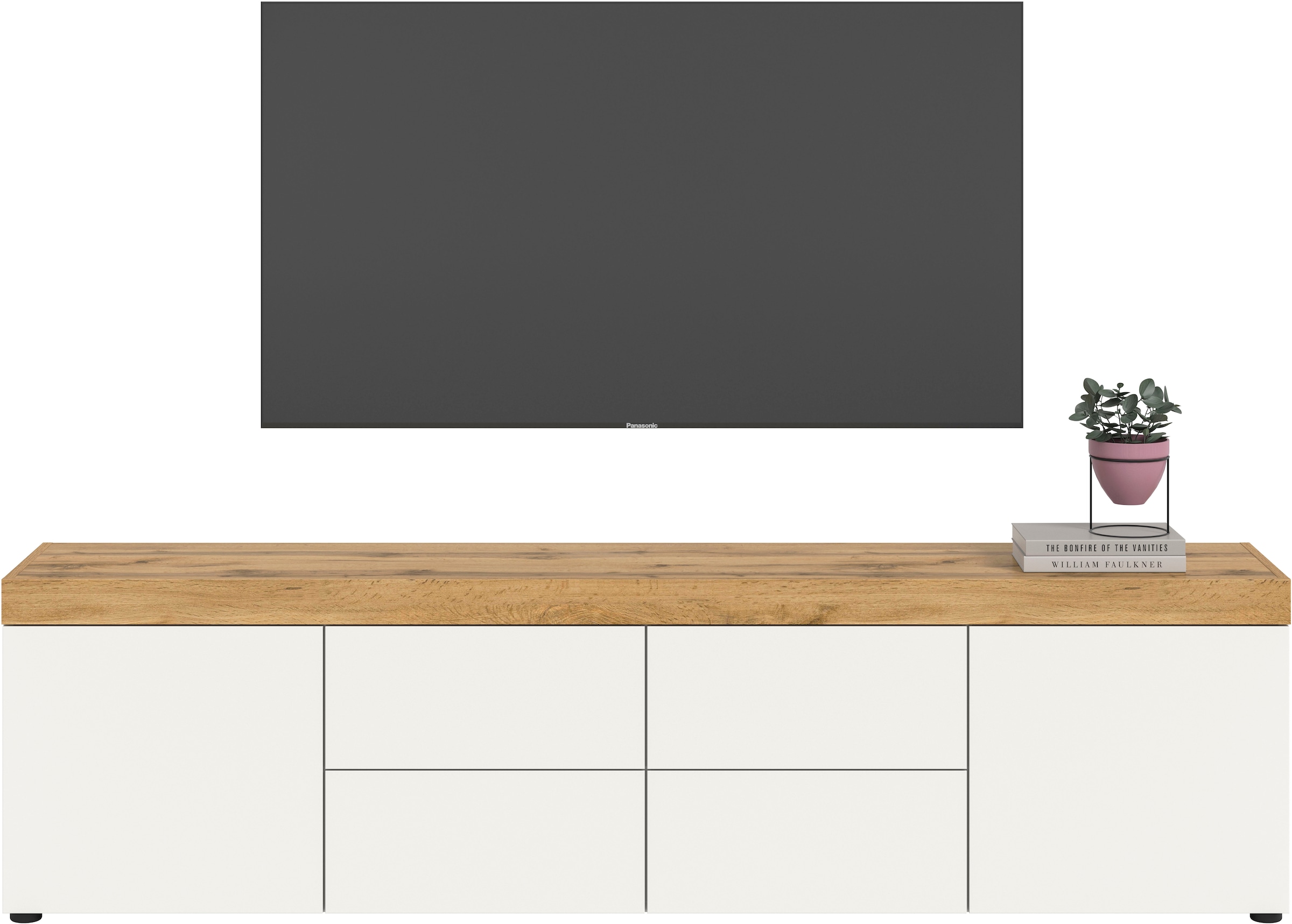 OTTO home Lowboard »MAMBO, TOPSELLER!, Breite 200cm, 2 Türen, 4 Schubkästen, push-2-open« 2 farbige Ausführung, in verschiedenen Farben erhältlich, 1 Stk. tlg. Lowboard, TV Unterschrank, Tv-Schrank, Wohnzimmer