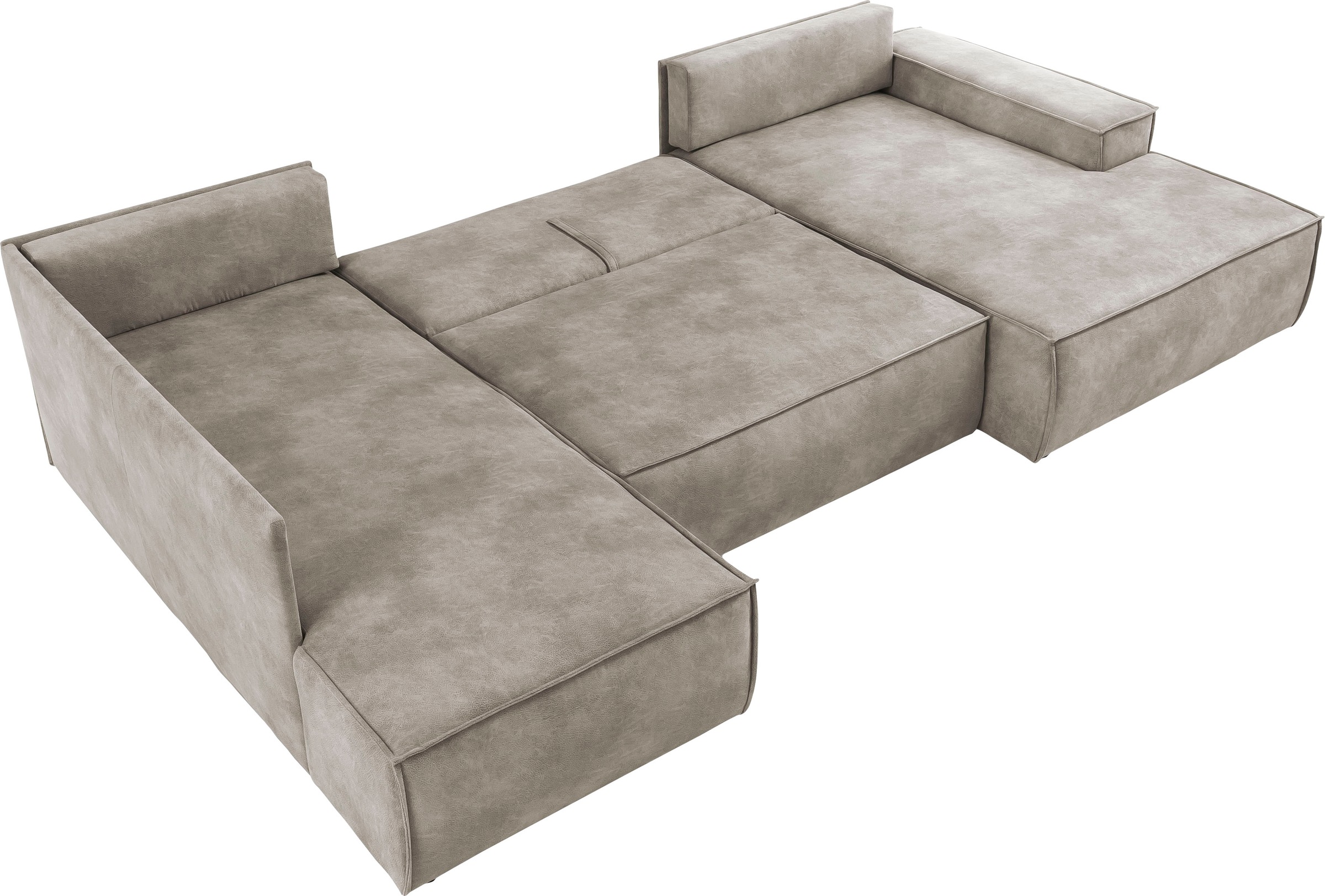 Home affaire Wohnlandschaft »SHERWOOD 329 cm, U-Form, Schlafsofa,«, Schlaffunktion m. Bettkasten (194x139 cm), Cord, Vintage, Samtvelours
