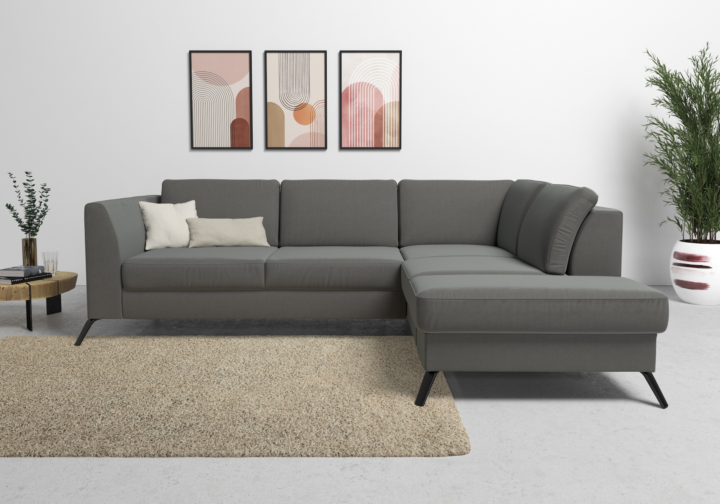 sit&more Ecksofa "Olsen L-Form" inklusive Sitztiefenverstellung, optional Schlaffunktion, 15cm hoch