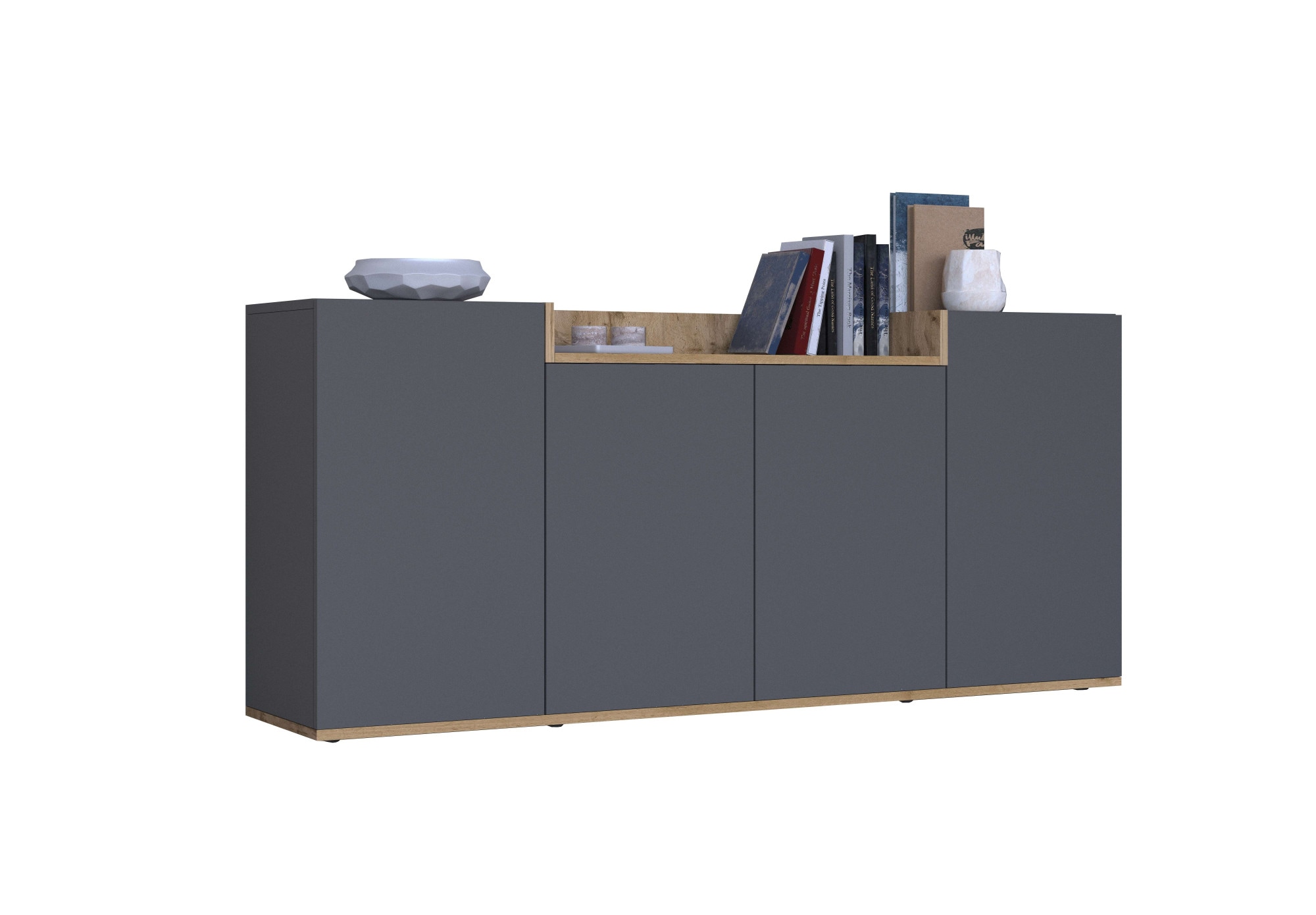 OTTO home Sideboard "BOLSENA, Kommode, Schrank,Lowboard mit 6 Fächer und offenes Ablagefach" 1 Stk. tlg. stehend/hängend montierbar, Made in Italy, B/T/H: 160 × 35 × 71,2 cm