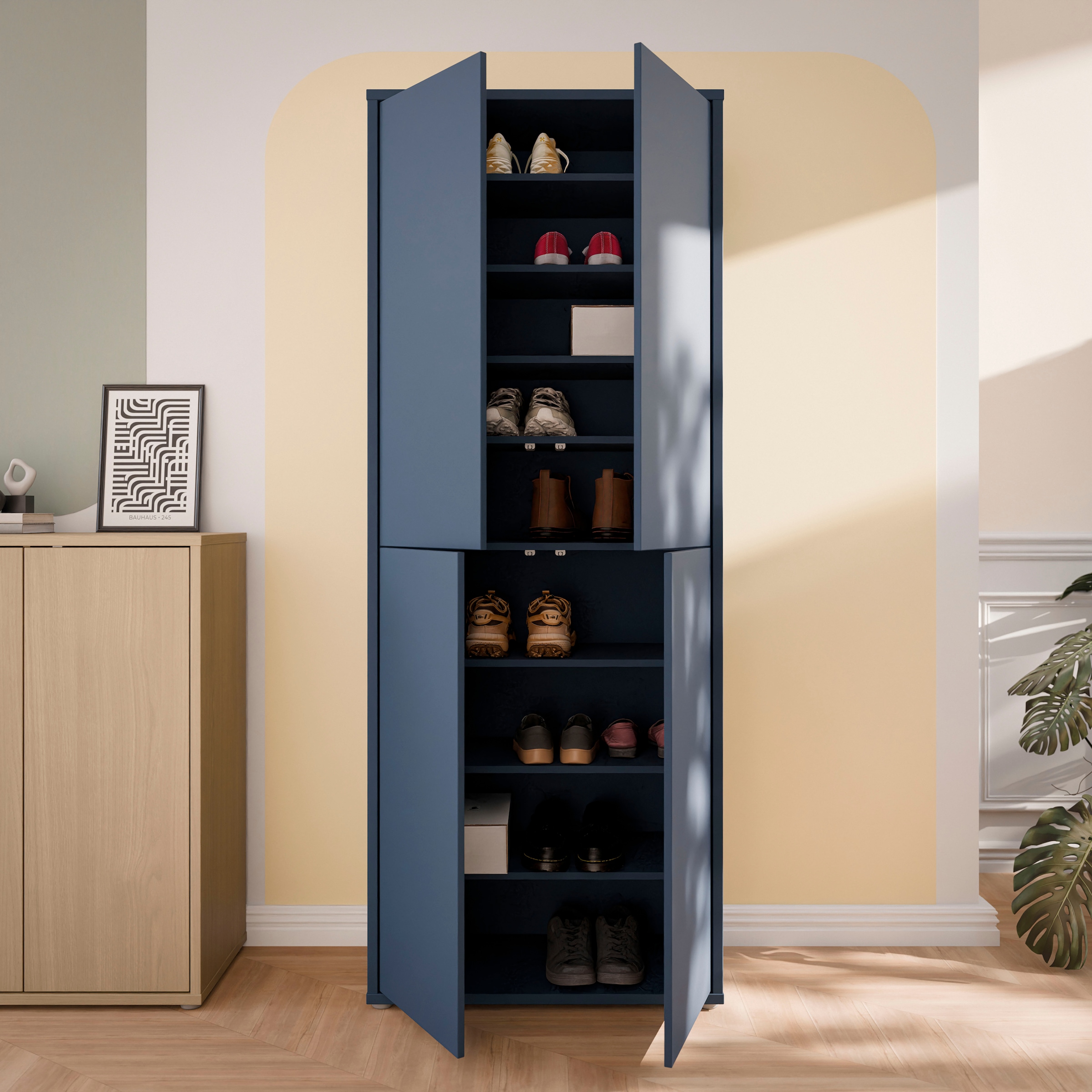 FORTE Schuhschrank »Alice Springs, Schuhschrank, Höhe 191,9 cm, 4 Türen, viel Platz« B/H/T 74,5/191,9/34,9 cm,  Stauraumschrank, Mehrzweckschrank, Breite 74,5 cm, mit 8 Böden