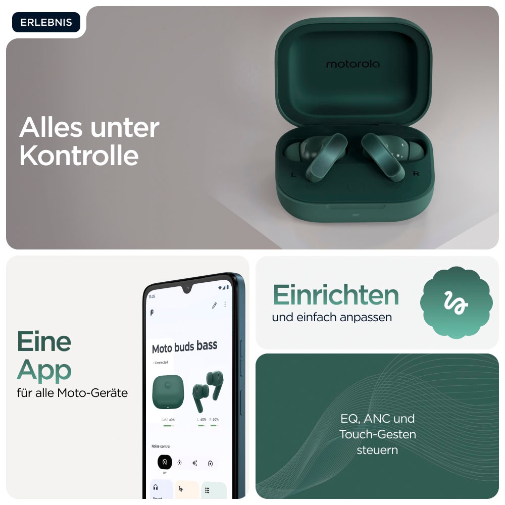 Motorola wireless In-Ear-Kopfhörer »moto buds« Bluetooth Active Noise Cancelling (ANC)
