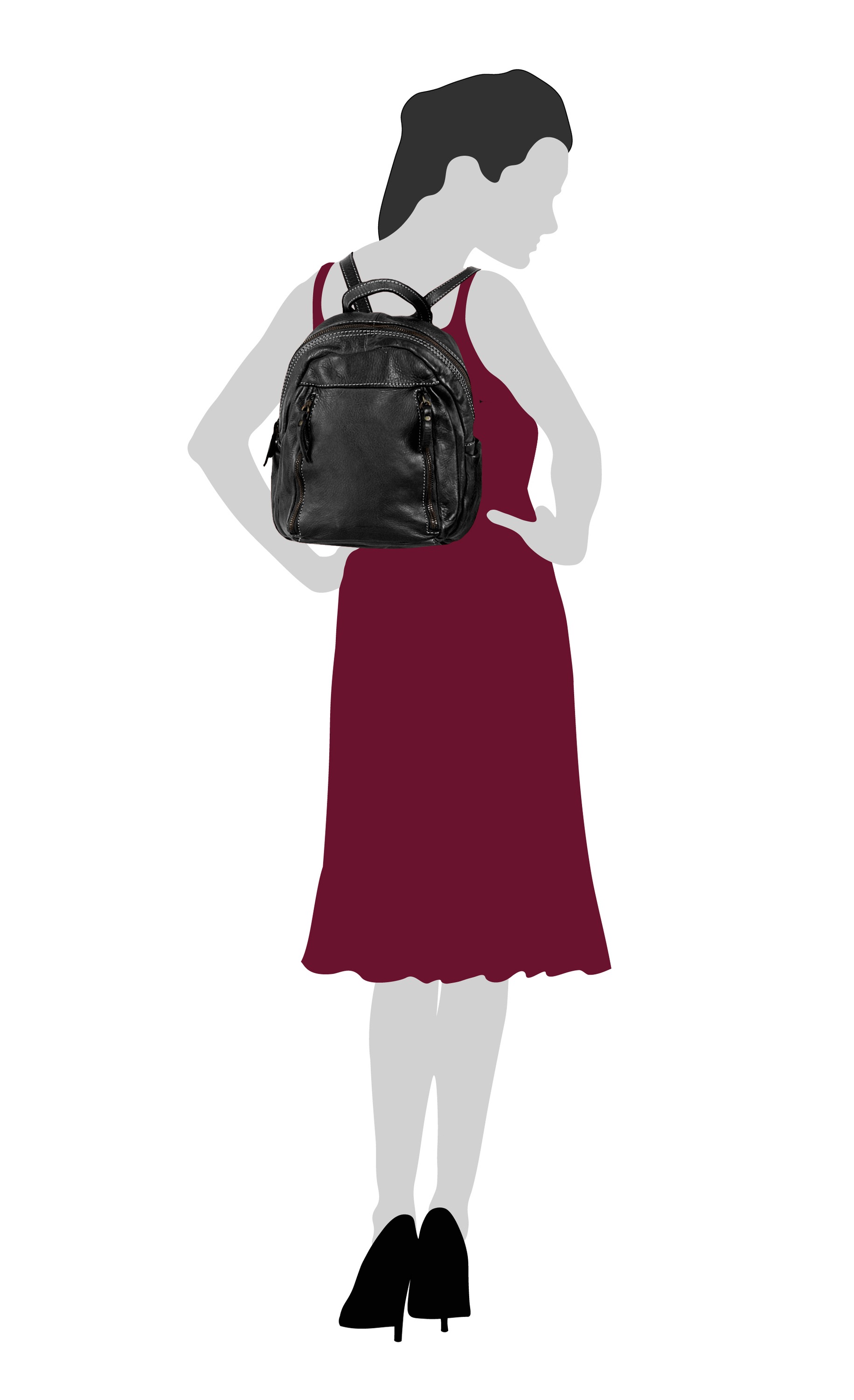 Cluty Cityrucksack, echt Leder, Made in Italy