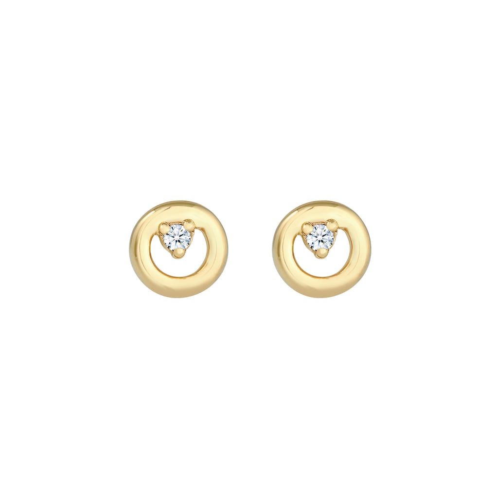 Elli DIAMONDS Paar Ohrstecker »Stecker Rund Diamanten (0.03 ct.) 375 Gelbgold«