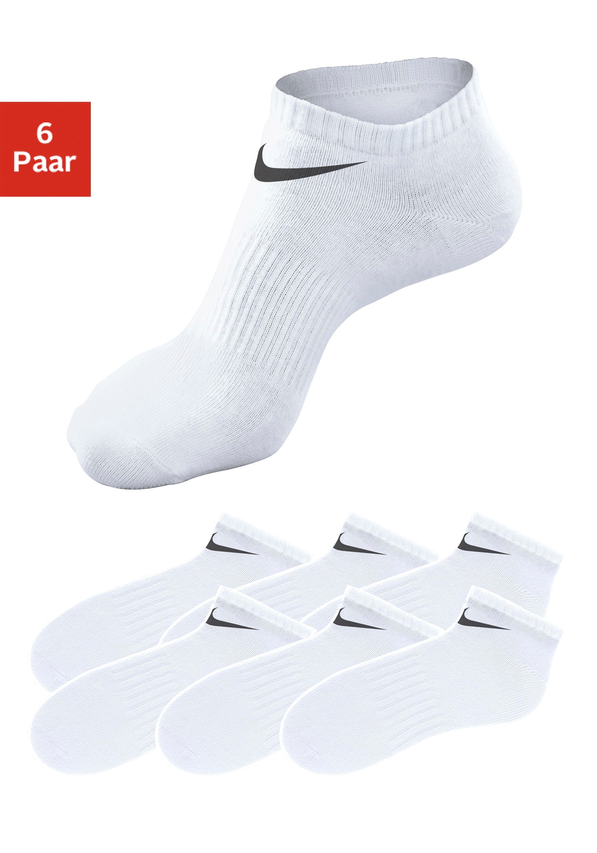 Nike Sneakersocken, (6 Paar), mit Mittelfußgummi