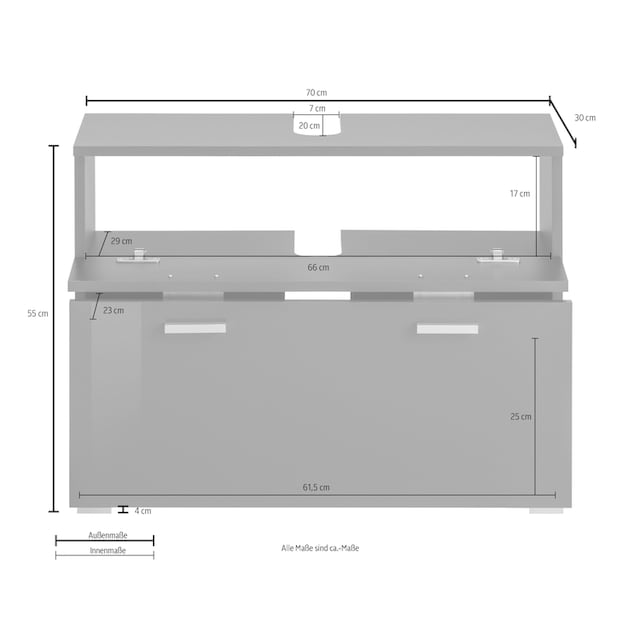 Places of Style Waschbeckenunterschrank »Rowan«, Breite 70 cm kaufen | BAUR