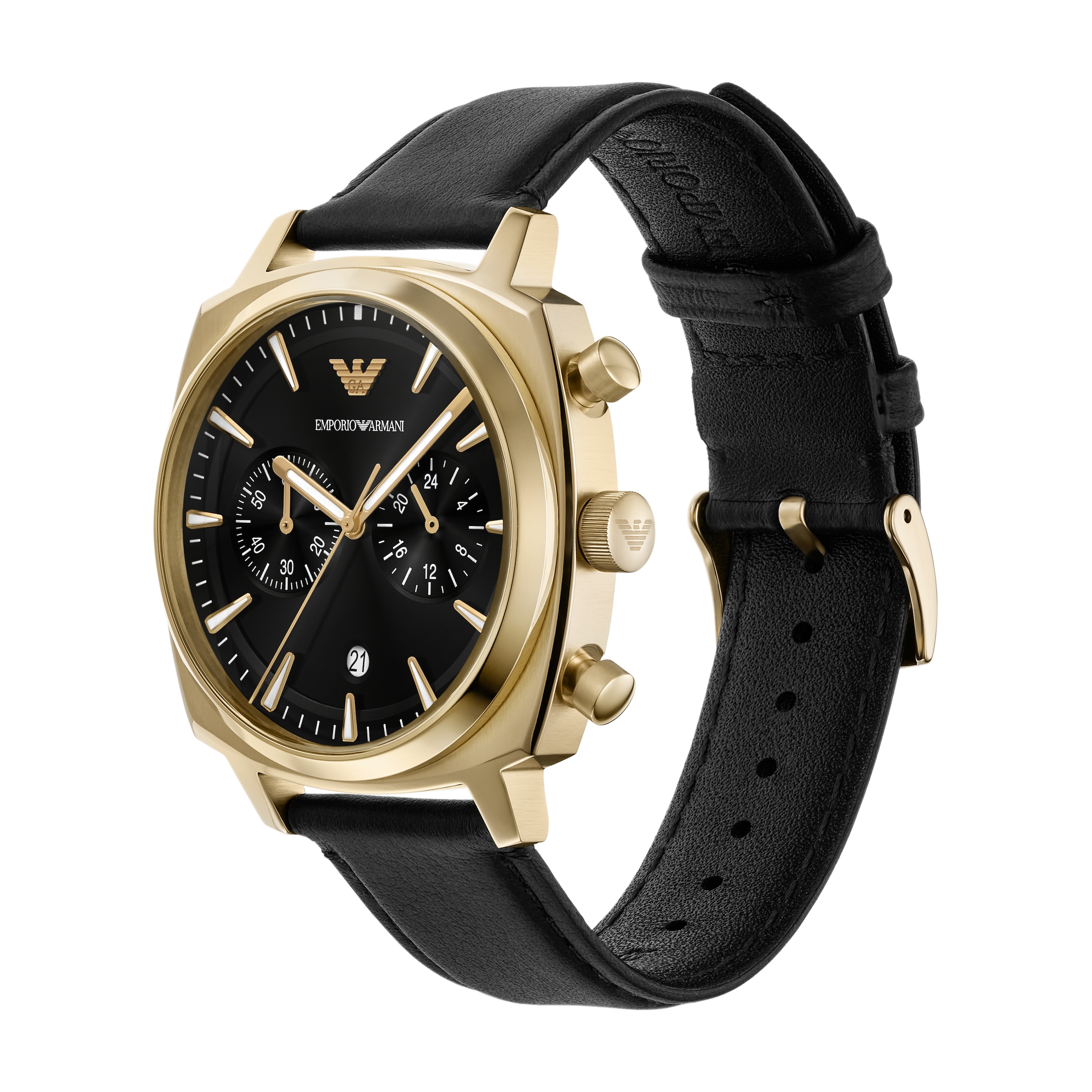 Emporio Armani Chronograph, Quarzuhr, Armbanduhr, Herrenuhr, Lederarmband, analog, Tag