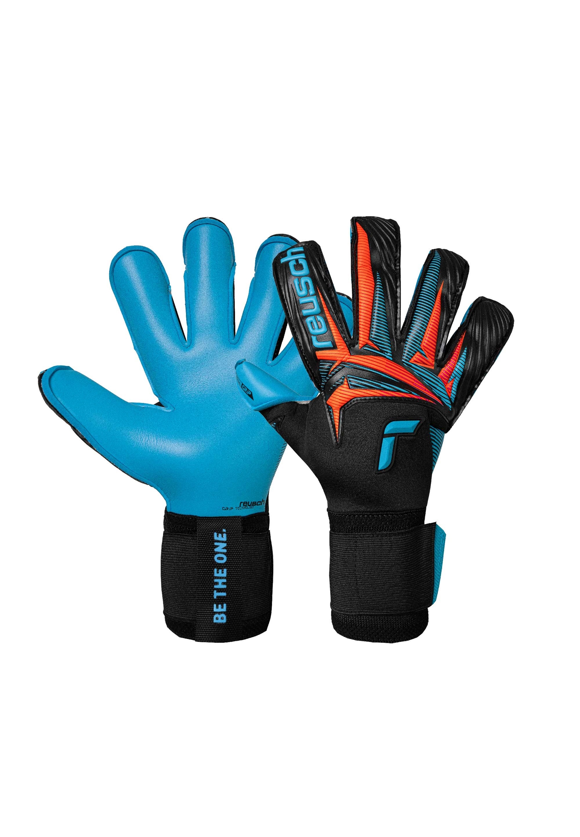 Torwarthandschuhe REUSCH "Attrakt Aqua Evolution", Damen, Gr. 9, schwarz, hellblau, 49% Latex, 40% Polyester, 5% Polyurethan, 3% Polyamid, Handschuhe, mit atmungsaktiven Mesh-Einsätzen