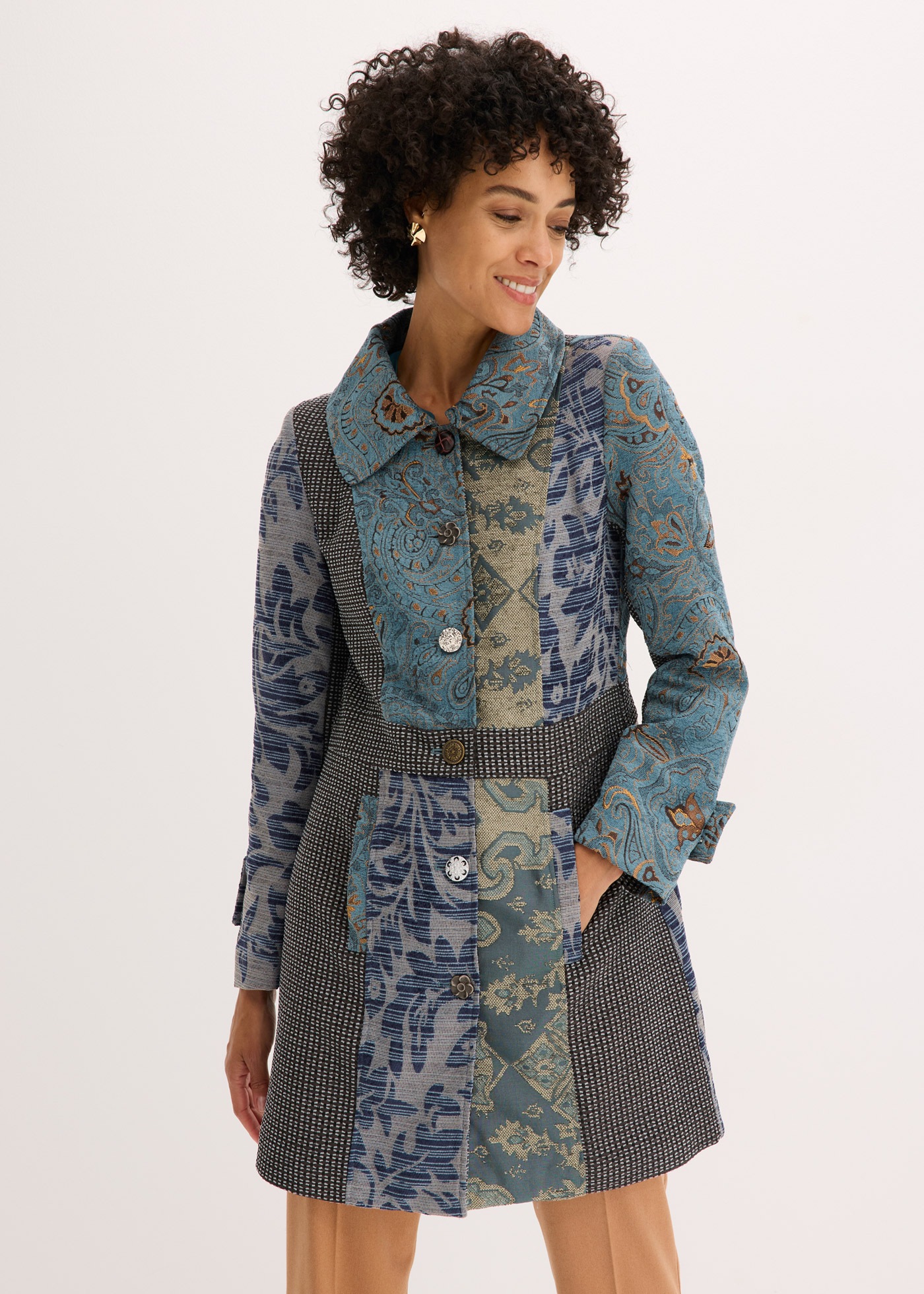 bonprix Kurzmantel "Kurzmantel im aufwändigen Jaquard-Design" aus Polyester günstig online kaufen