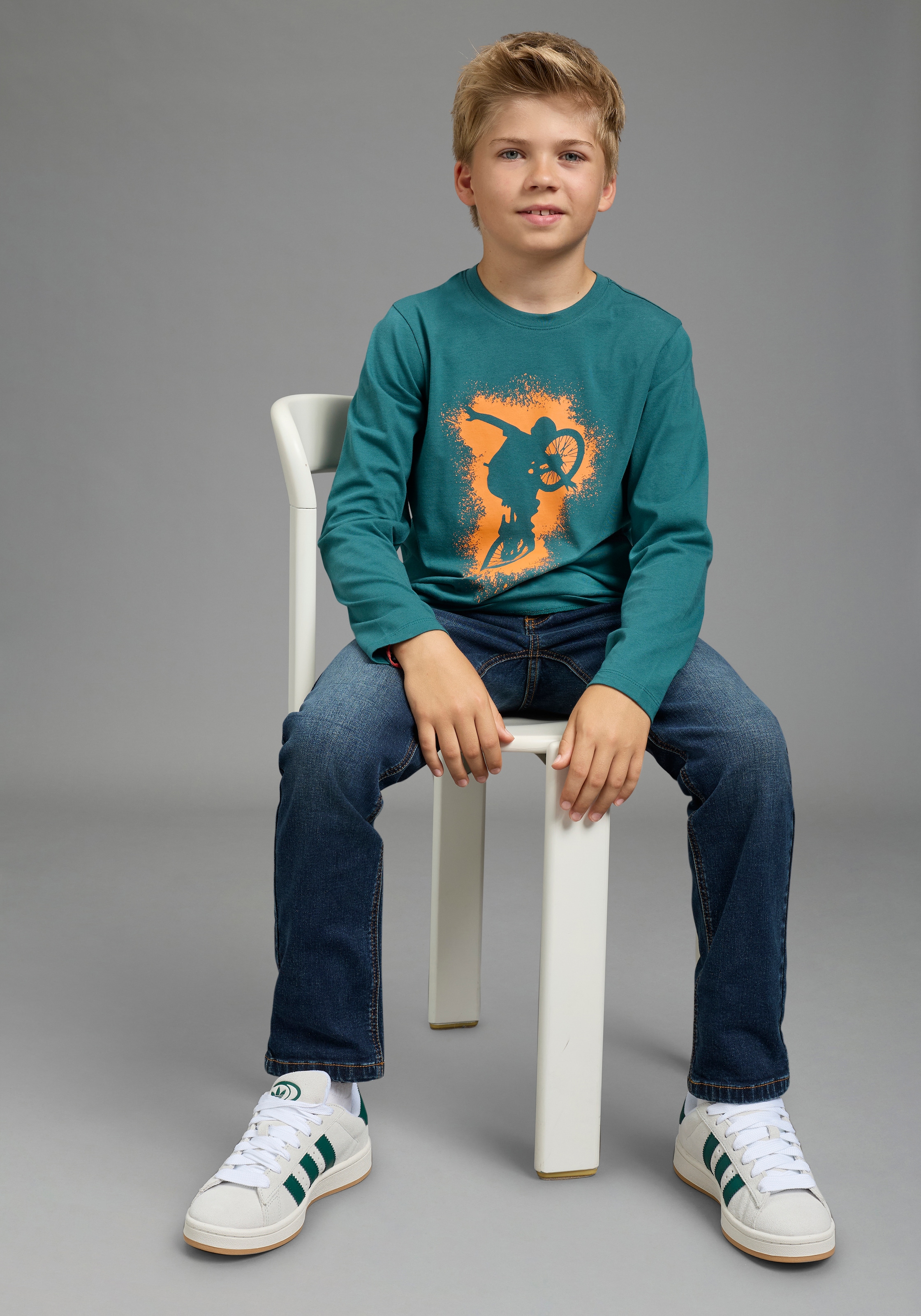 KIDSWORLD Langarmshirt »BIKER« , lässiger Druck für Jungen