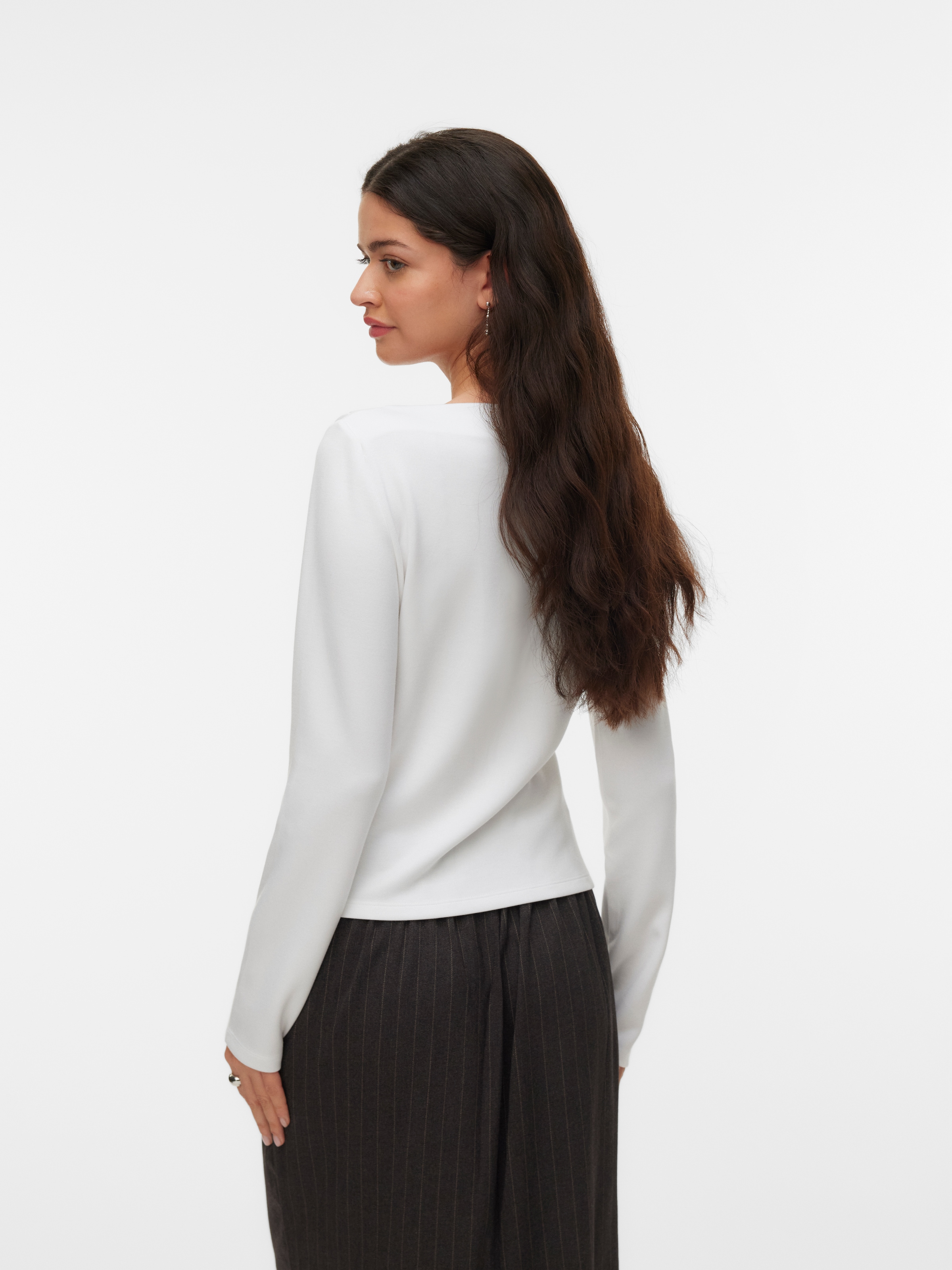 Vero Moda Langarmshirt »VMMILLE LS BOATNECK SHORT TOP JRS NOOS« Materialmix, regular fit, mit Raffung