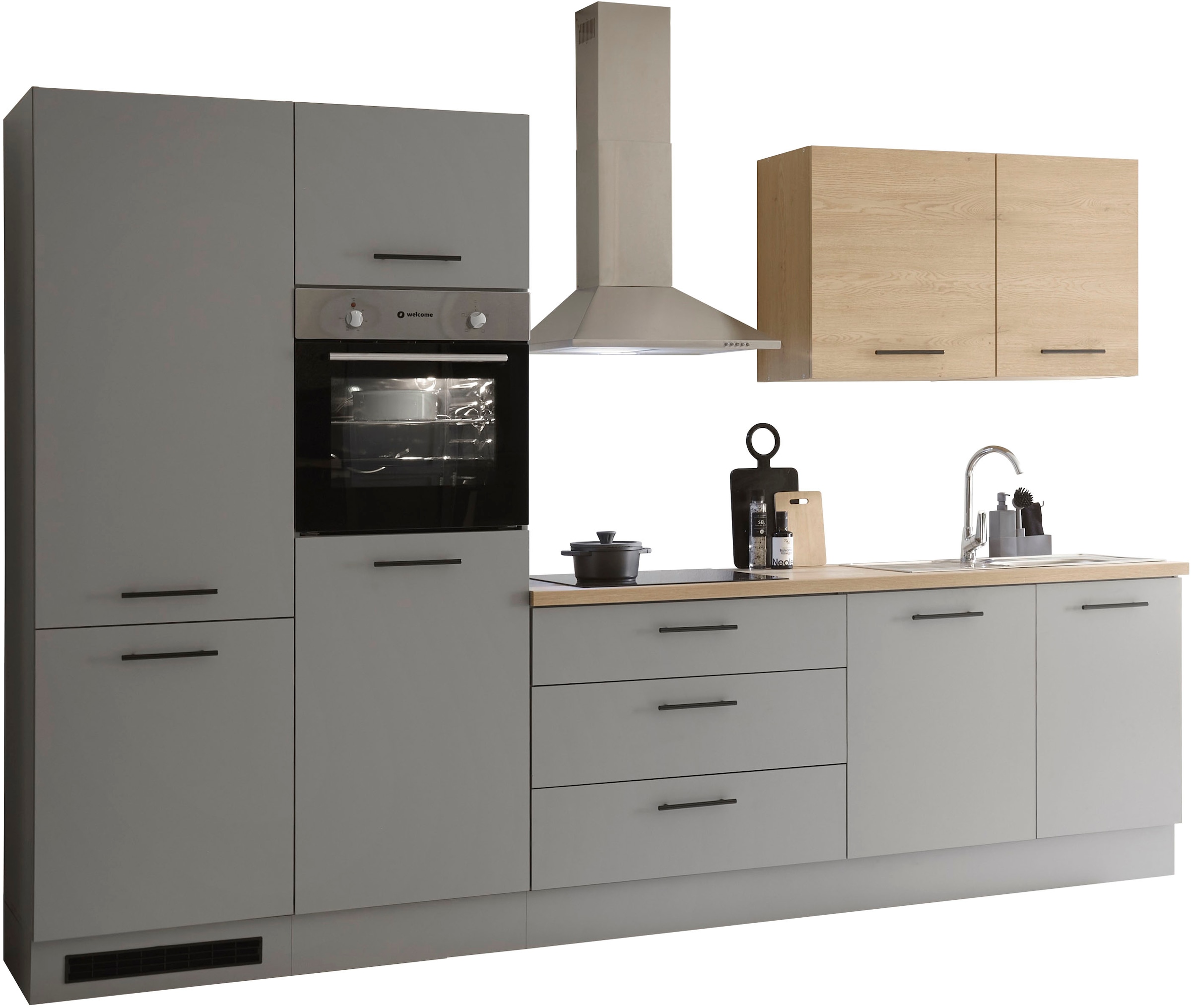 KOCHSTATION Küchenzeile »KS-Malfi«, Breite 320cm, wahlweise mit E-Geräten, Arbeitsplatte 38mm Stärke