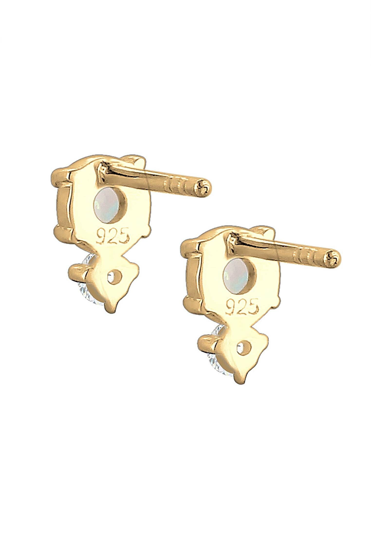 Elli Paar Ohrstecker »Opal Rund und Zirkonia 925 Silber«