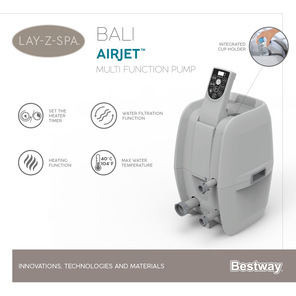 Bestway Whirlpool »LAY-Z-SPA® LED-Bali AirJet™«