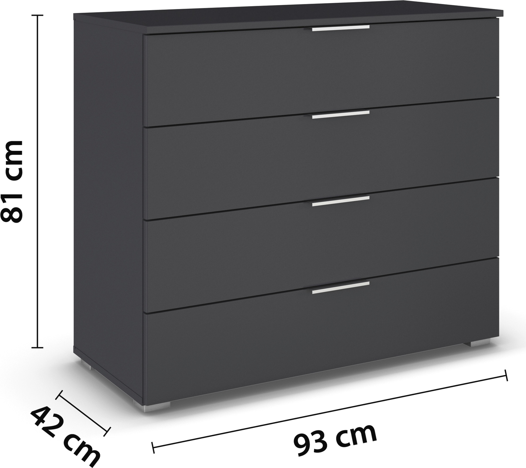 rauch Schubkastenkommode »Sideboard Schubladenkommode AGORDO mit Dekor- oder Hochglanzfront«, (in zwei Griff-Farben), Breite 93 cm mit 4 großen Schubladen für viel Stauraum MADE IN GERMANY