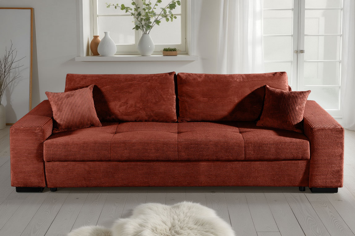 COLLECTION AB Schlafsofa "Kreta, B: 248 cm, Liegefl. 137x195 cm" Schlaffunktion, Bettkasten & 2 Zierkissen, optional mit Topper