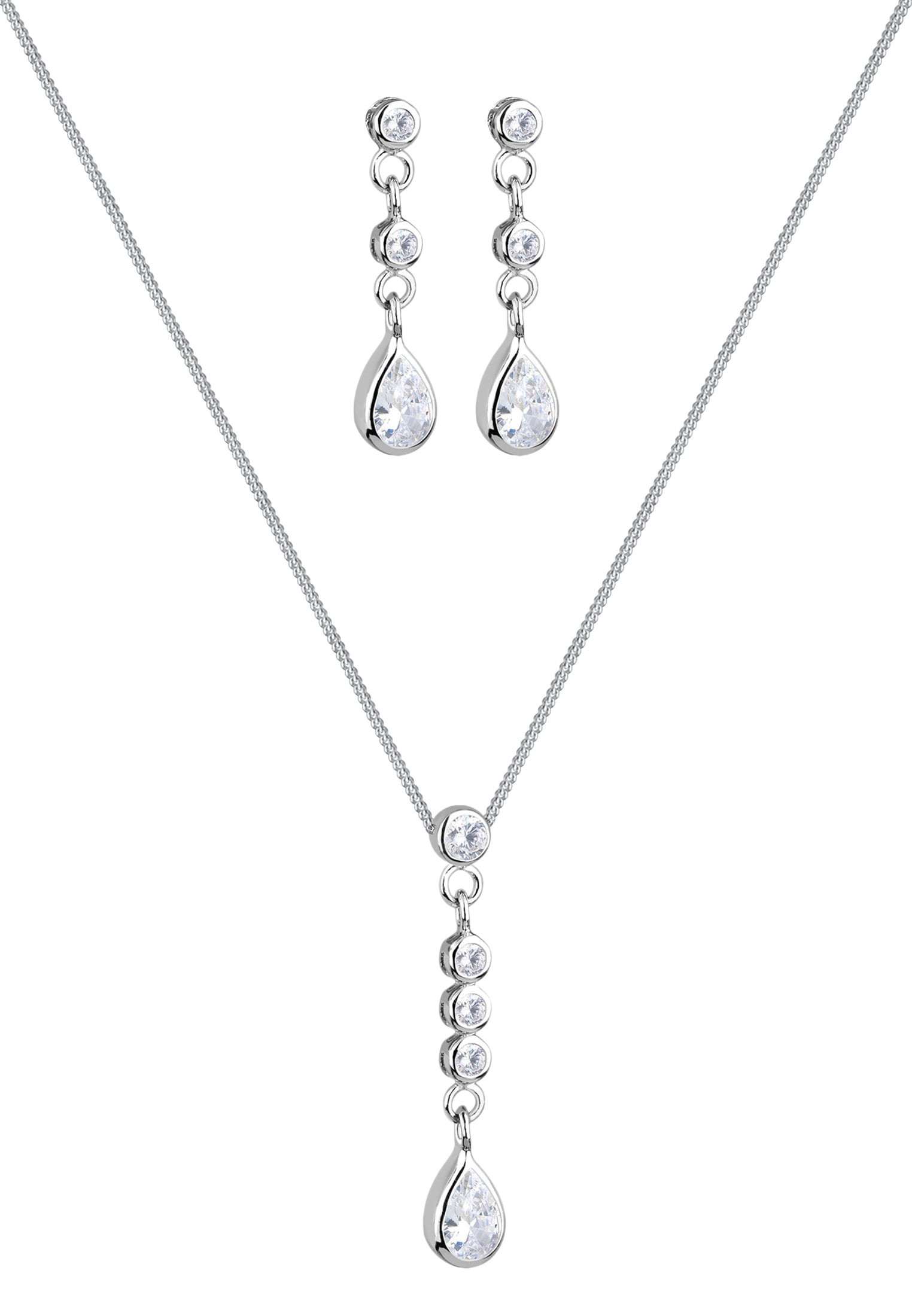 Elli Schmuckset »Paar Stecker und Anhänger mit Zirkonia in schwarz« ()