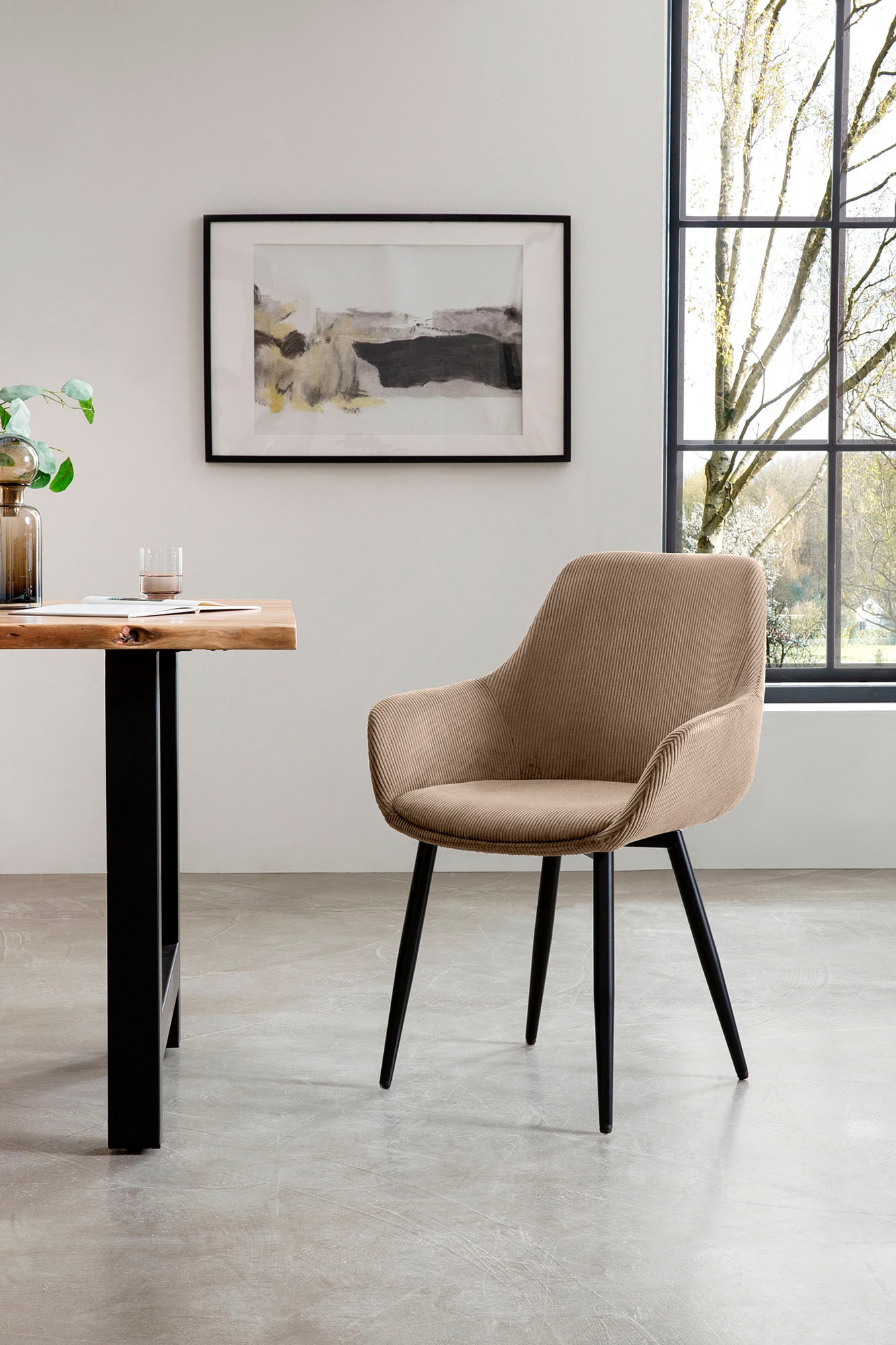 SalesFever Armlehnstuhl »Komfortabler Esszimmerstuhl im zeitlosen Design« (Set) 2 Stk.Bezug in Cord-Optik