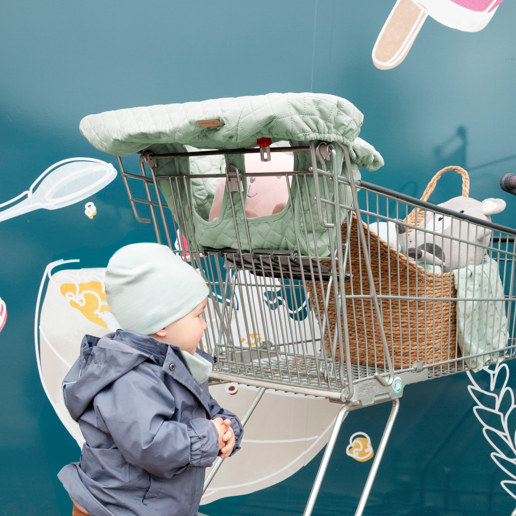 roba® Tragetuch »Style, anthrazit« Einkaufswagenschutz inkl. Tragerucksack