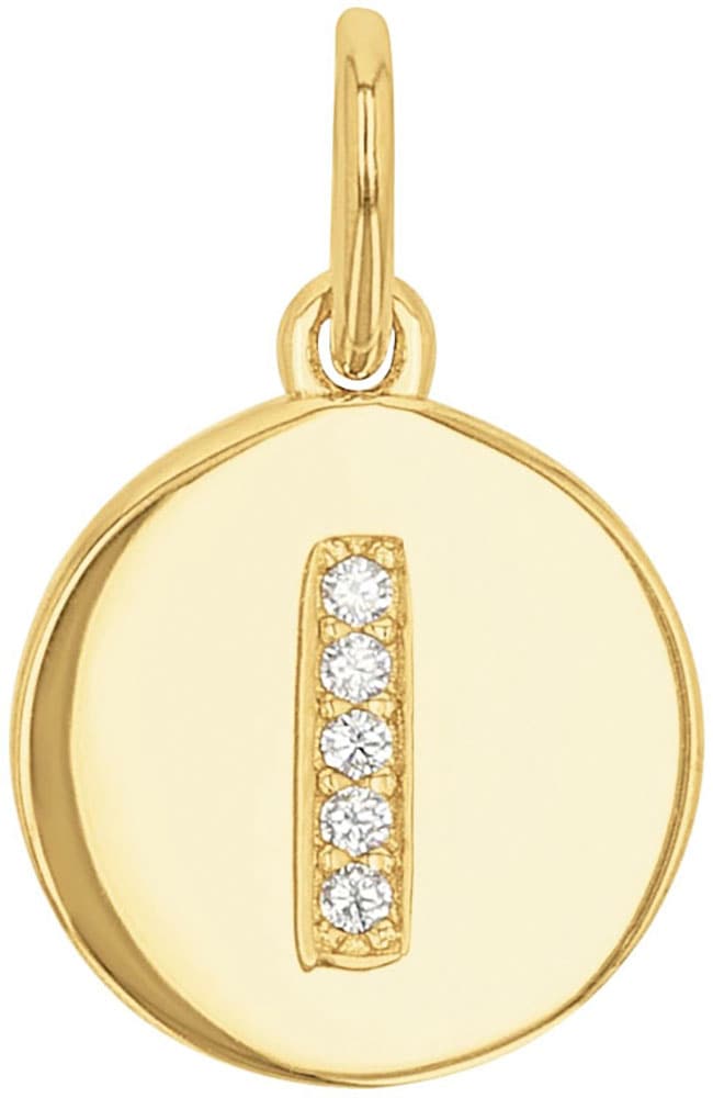 AMOR Damen Buchstabenanhänger "A-Z", I, Silber 925 (Sterlingsilber), 0,82 g, gold, Silber 925 (Sterlingsilber), Schmuckanhänger, mit Zirkonia (synth.)