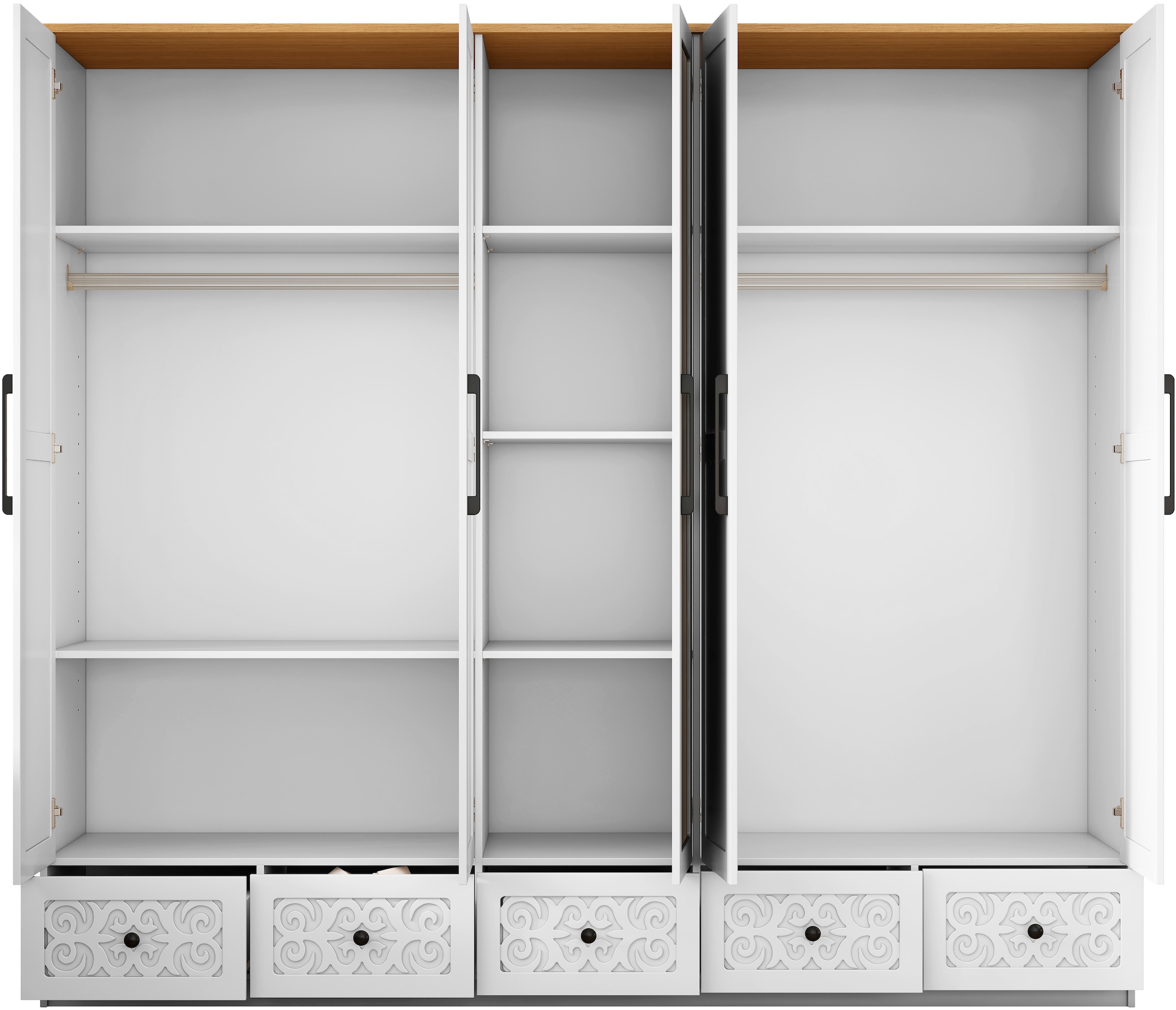 OTTO home Kleiderschrank »EZZON-KS« Landhaus Design Schlafzimmerschrank mit Verzierungen und Spiegel