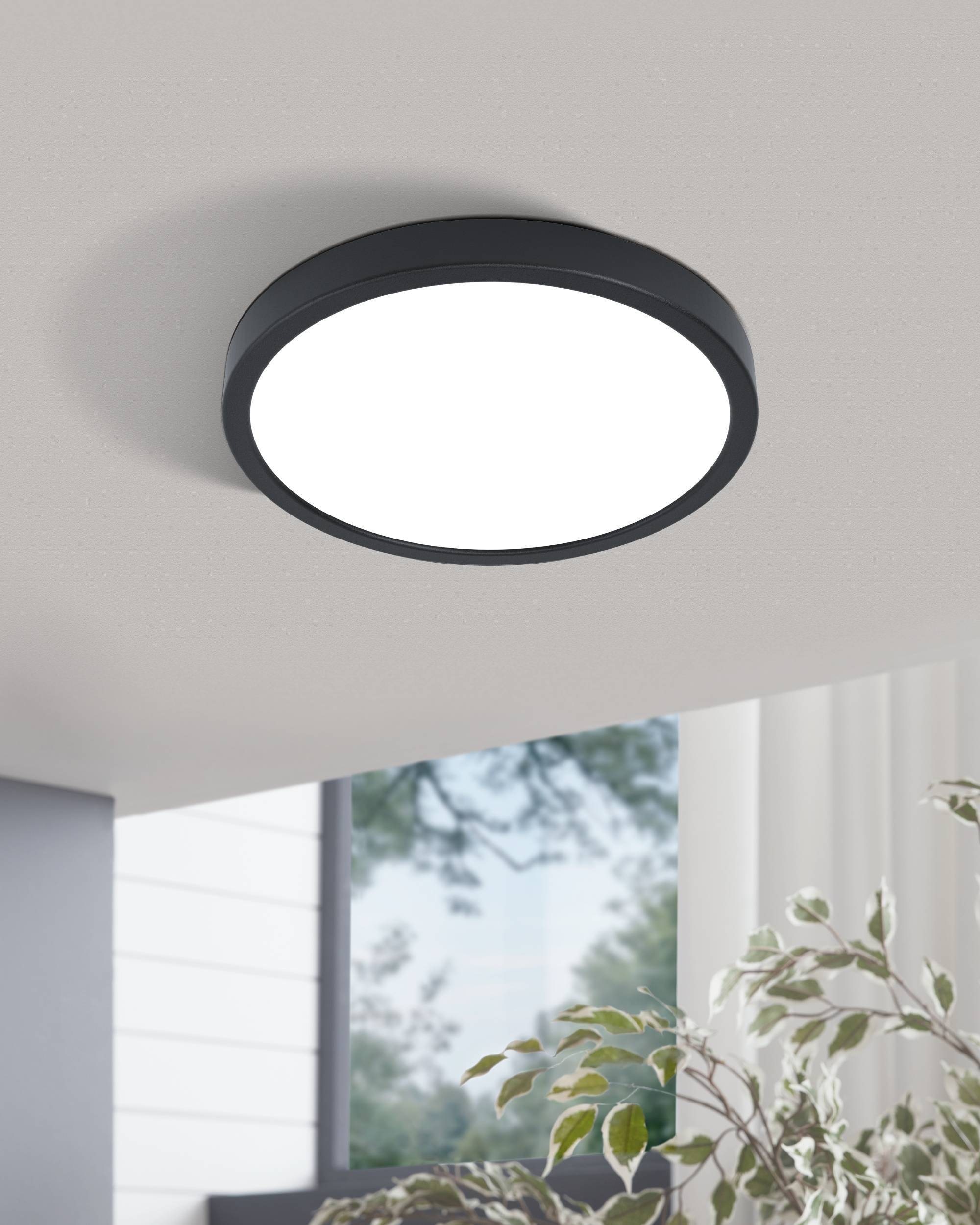 EGLO Aufbauleuchte »Fueva 5 Deckenleuchte, Stahl und Kunststoff, schwarz, weiß, Flurlampe« LED-Modul 1 Stk. Neutralweiß Ø 28,5 cm, Aufbauleuchte, Deckenlampe, LED Aufbaulampe, Lampe