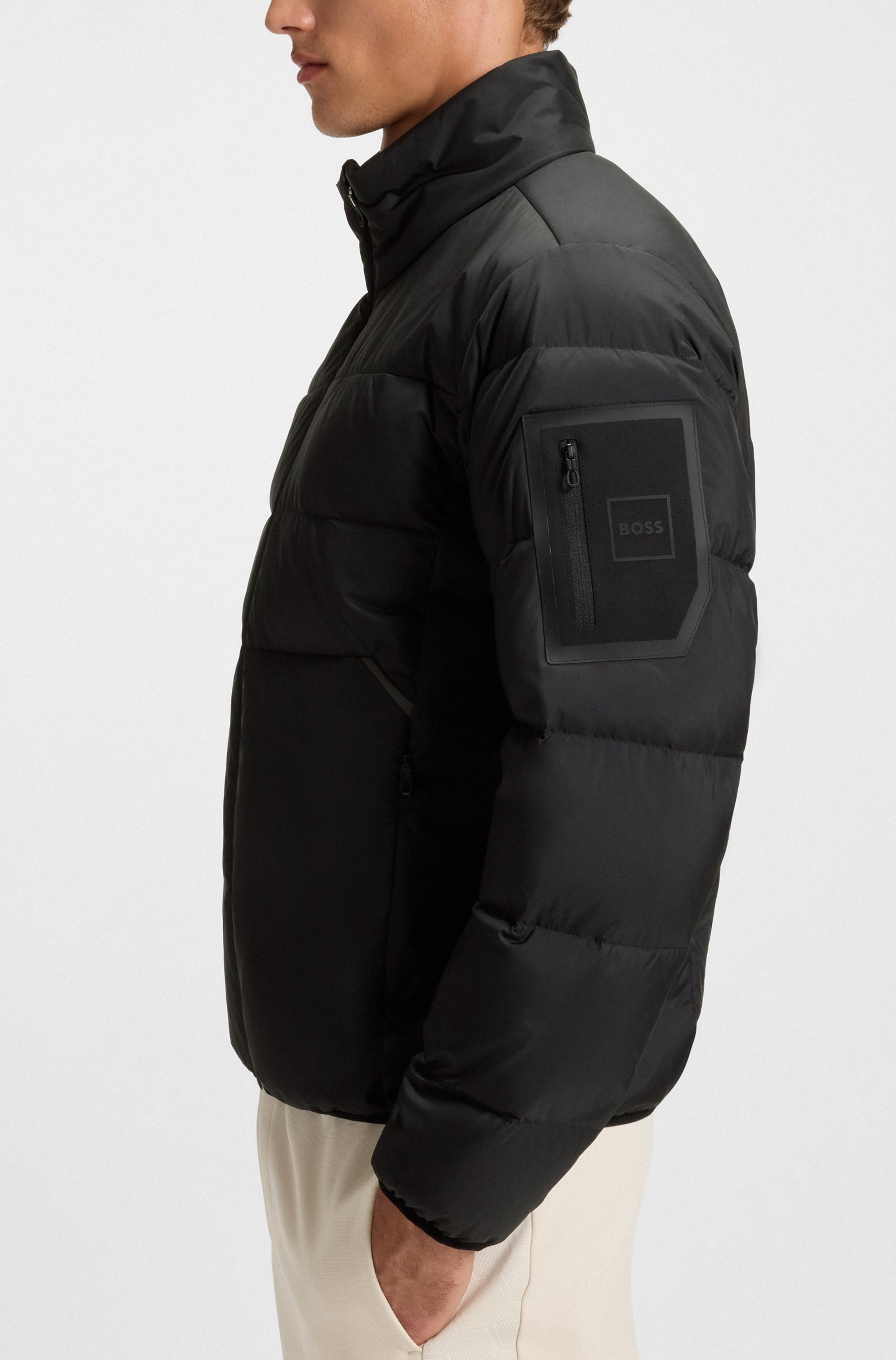 BOSS GREEN Daunenjacke, Stehkragen, reflektierende Details, Ärmeltasche günstig online kaufen