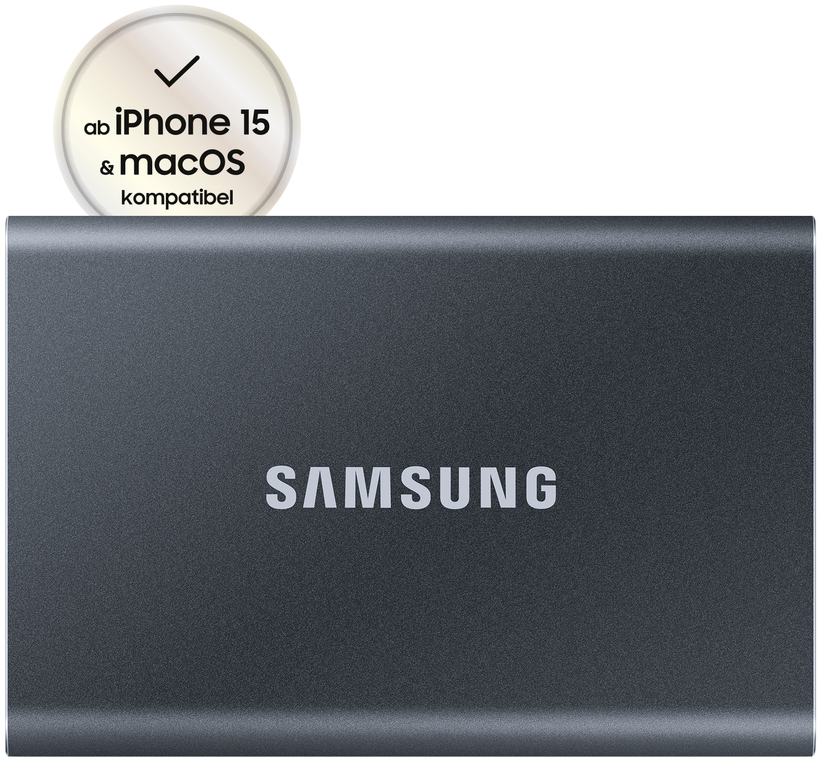 SAMSUNG SSD-Festplatte "Portable SSD T7", grau, 2 TB, Schreibgeschwindigkeitmaximal 1000 MB/s Lesegeschwindigkeitmaximal 1050 MB/s, Festplatten - Meta