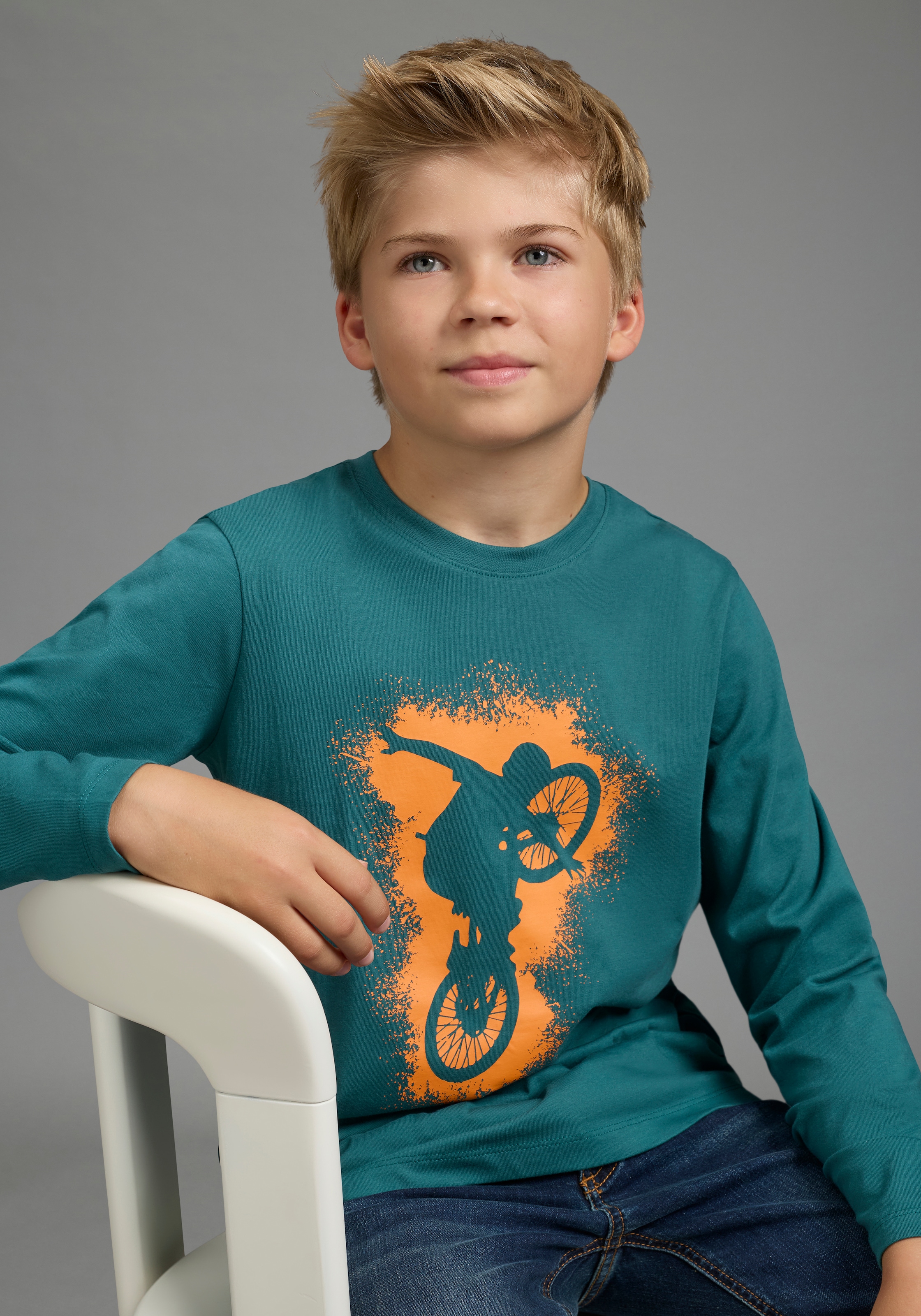 KIDSWORLD Langarmshirt »BIKER« , lässiger Druck für Jungen