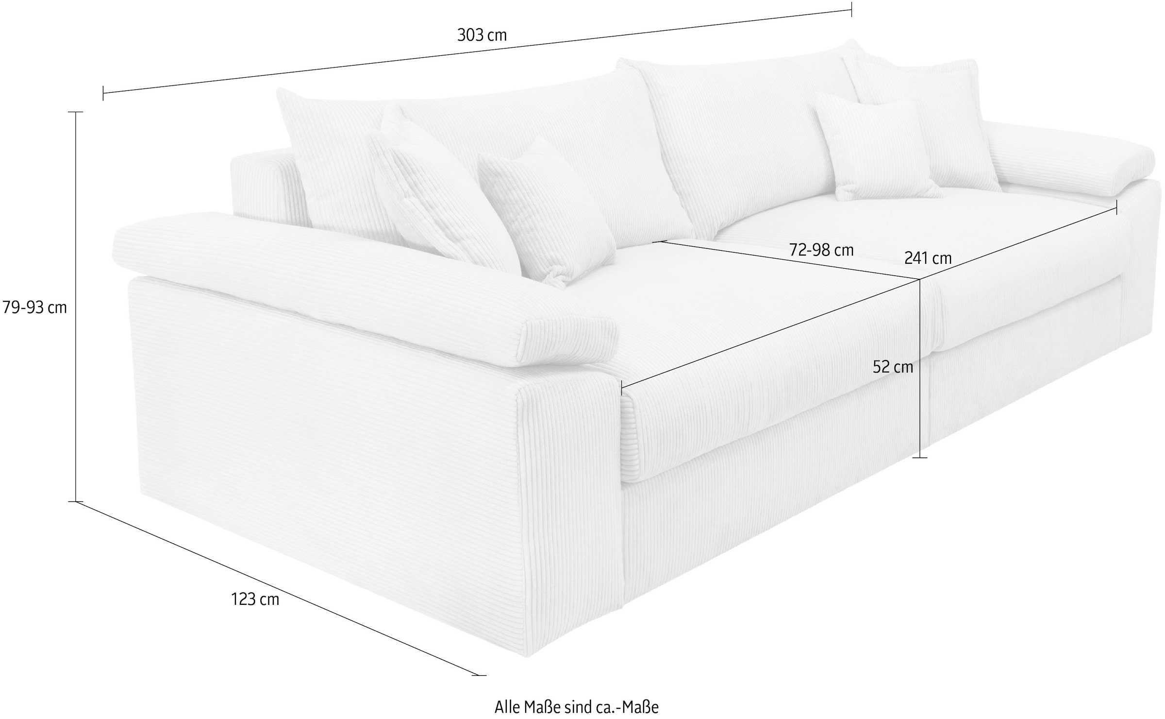 Home affaire Big-Sofa »Soft&Cosy XXL«, Mega Sofa, in Cord, inklusive Kissen