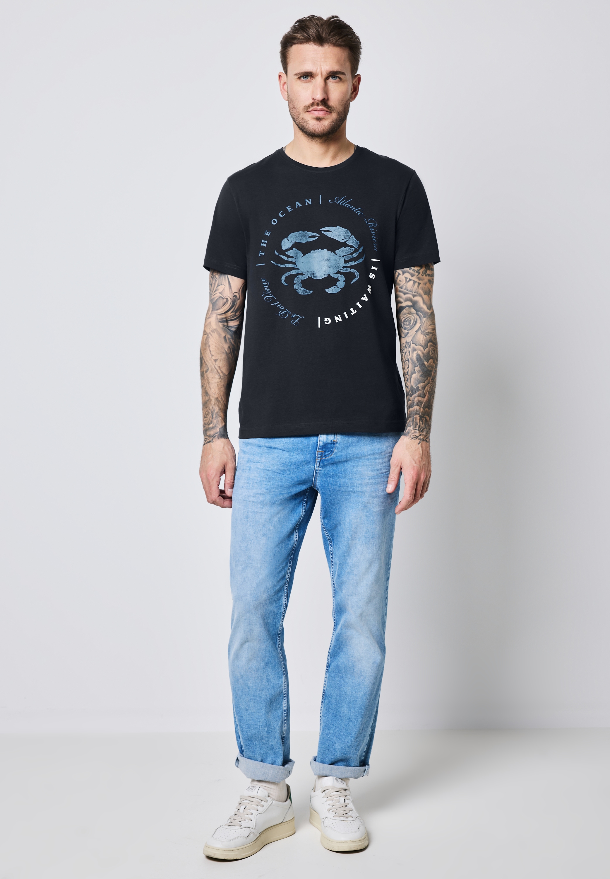 STREET ONE MEN T-Shirt, mit Rundhalsausschnitt