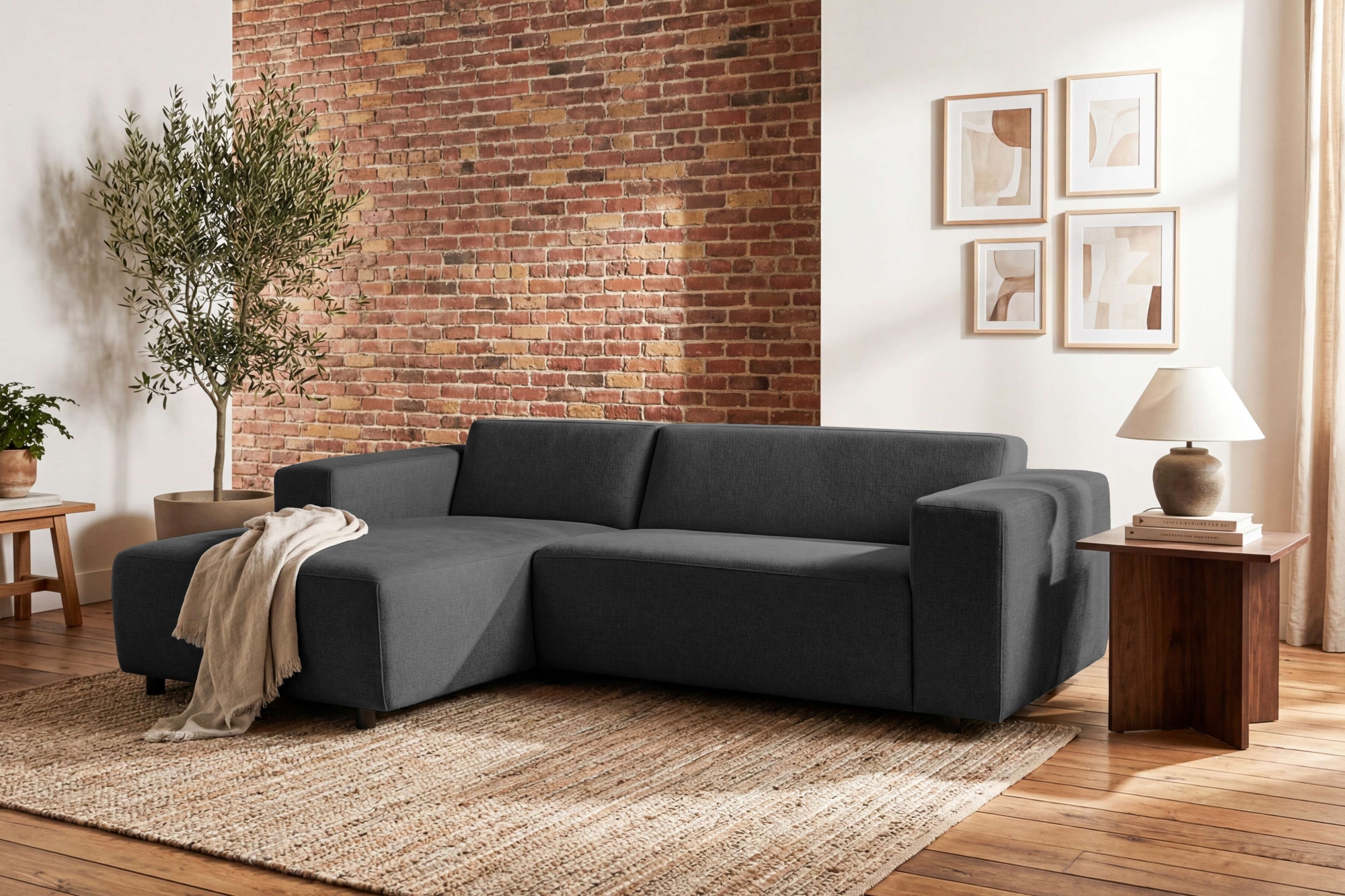 OTTO home Ecksofa "Jellon kompakte Eckcouch" Breite 232 cm, L-Form, Chenille, mit Welleunterfederung