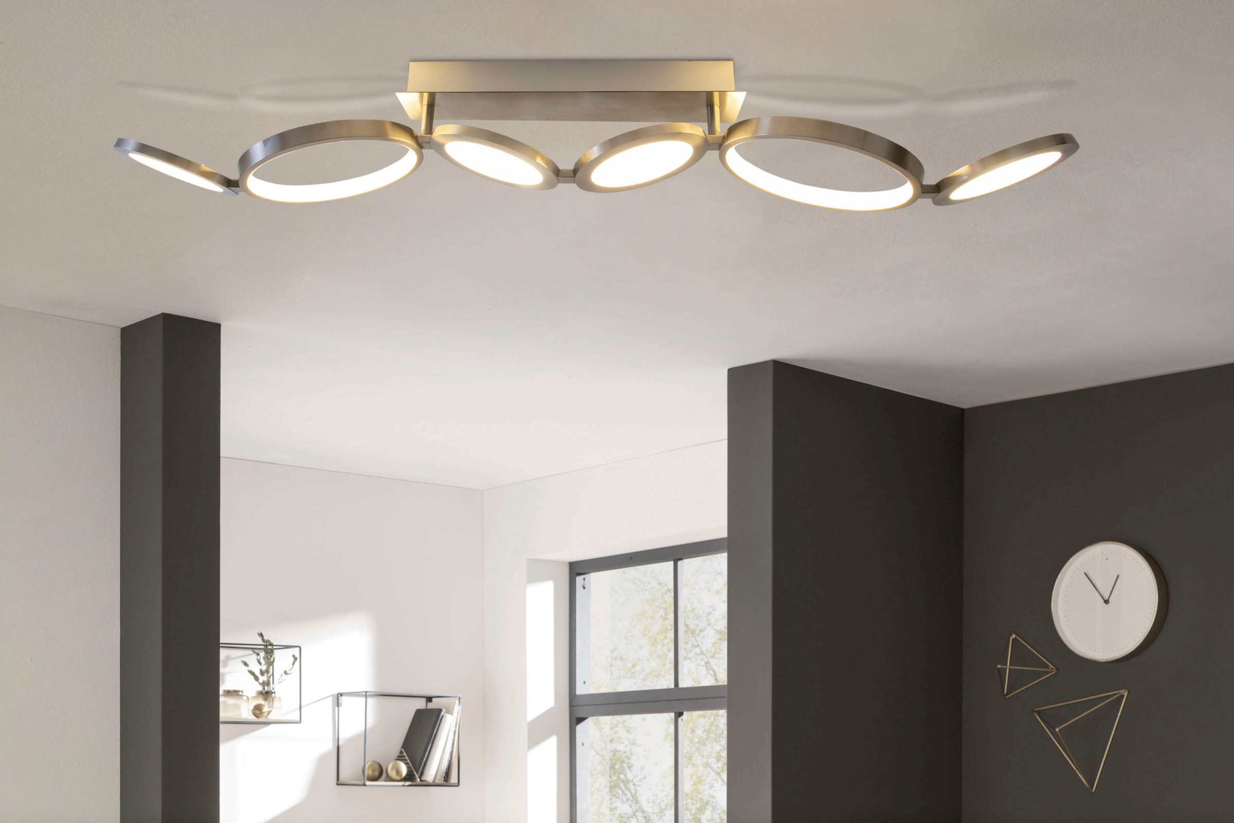 näve LED Deckenleuchte »Stelari«, 1 flammig, 3 Stufen dimmbar per Wandschalter, Diskusoptik, LED warmweiß, l:100cm