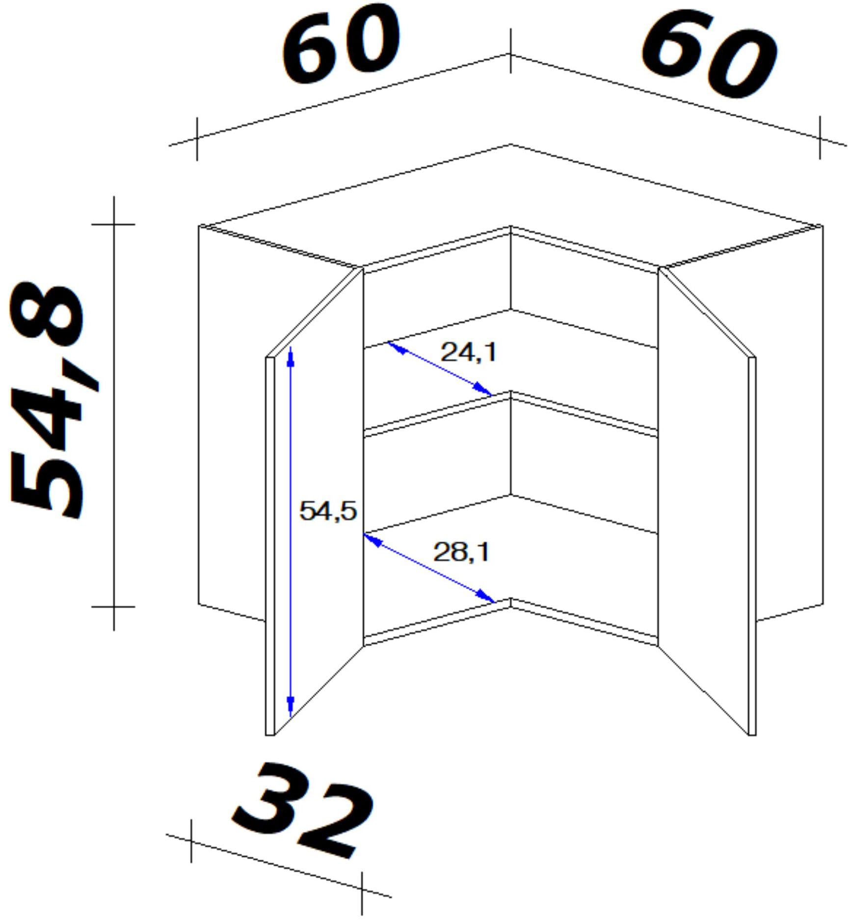 Flex-Well Eckhängeschrank »Lund«, (B x H x T) 60 x 54,8 x 32 cm, individuell kombinierbar